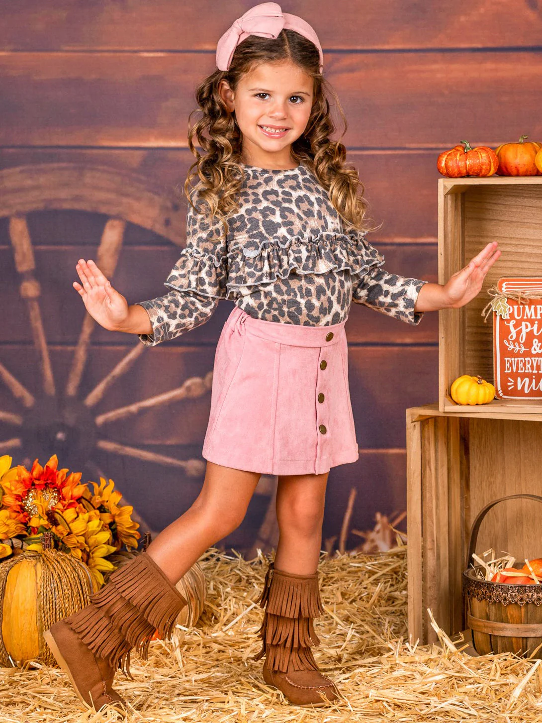 Savage Style Ruffle Top and Suede Skirt Set - Image 3