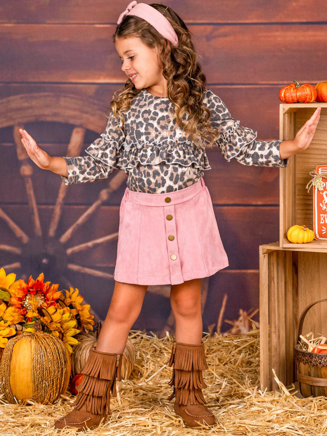 Savage Style Ruffle Top and Suede Skirt Set - Image 5