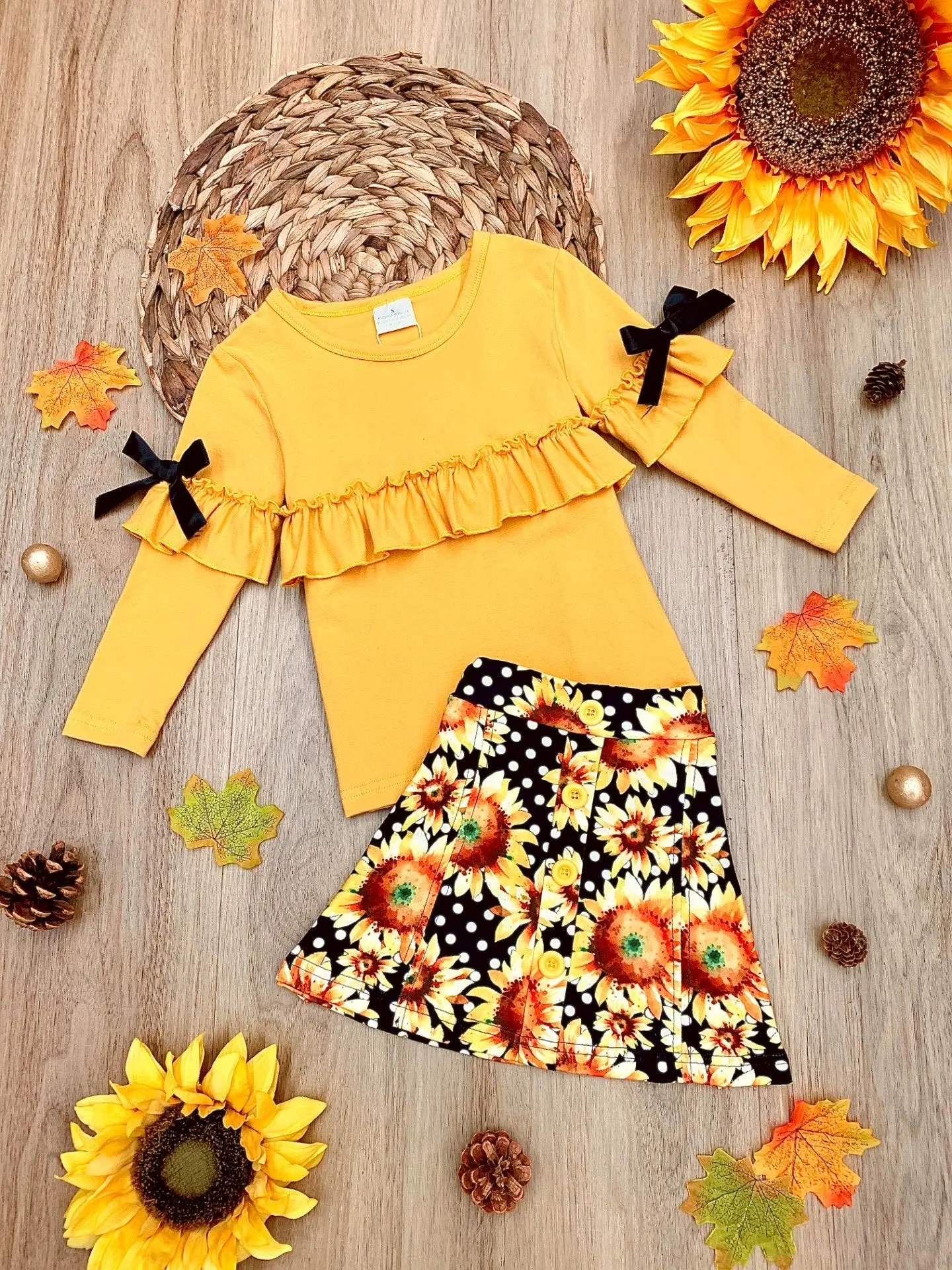 Full Of Sunshine Sunflower Skirt Set - Image 4