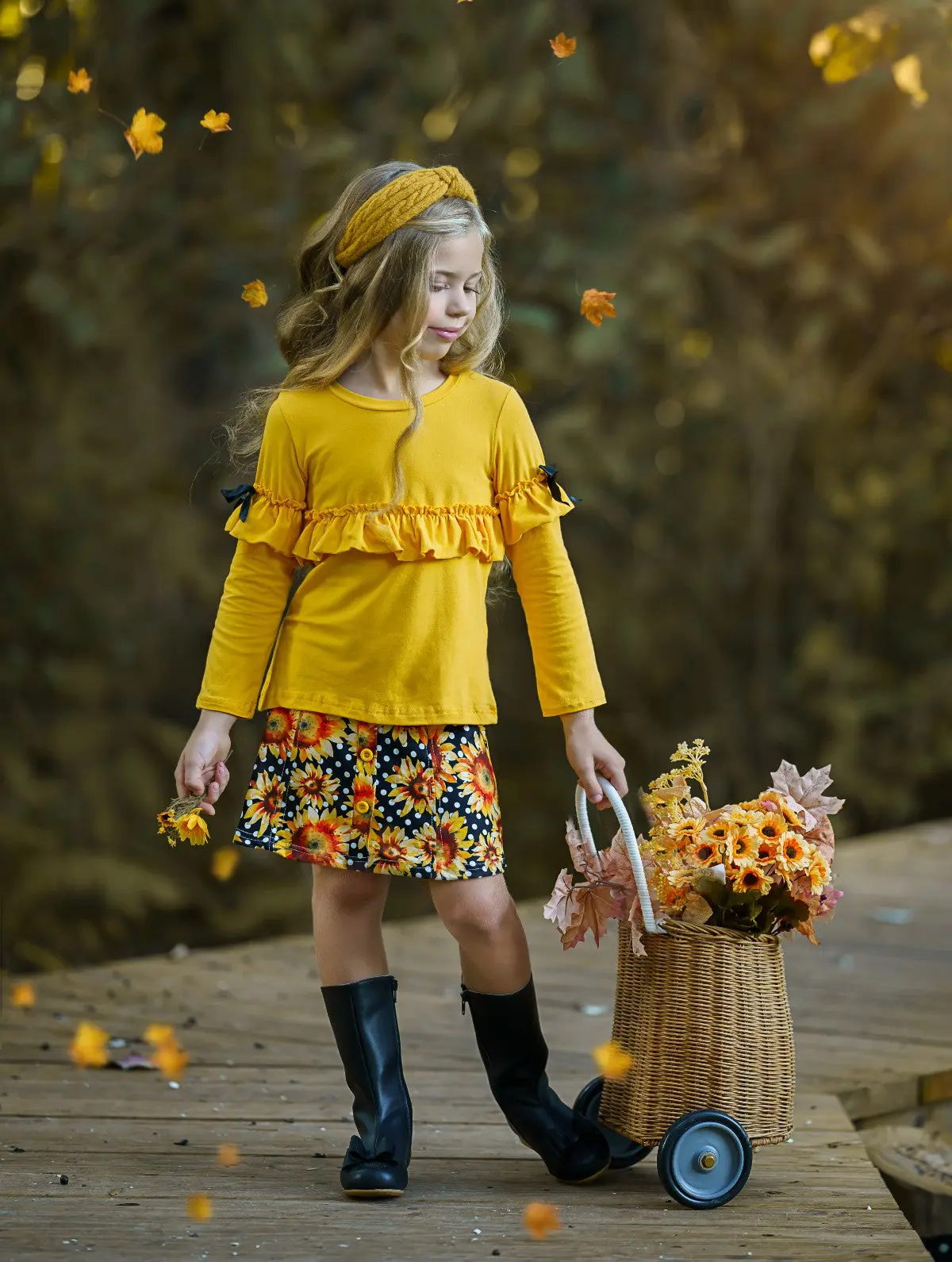Full Of Sunshine Sunflower Skirt Set - Image 7