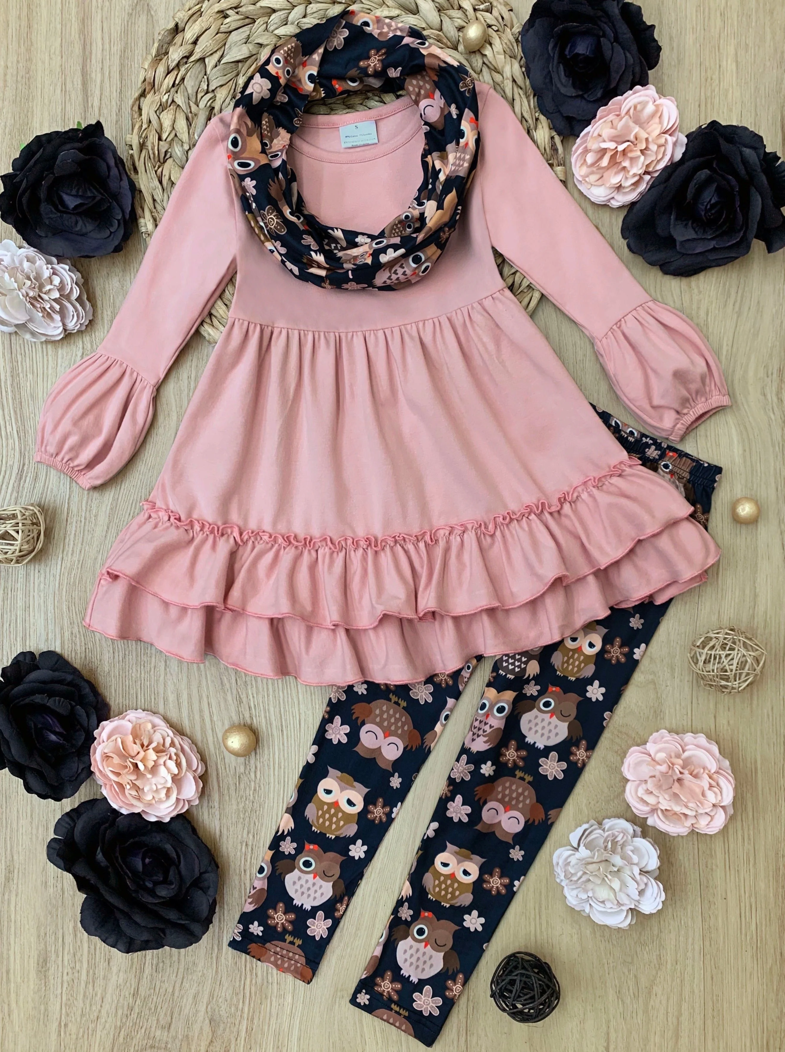 HOOs Who Tunic, Legging And Scarf Set - Image 3
