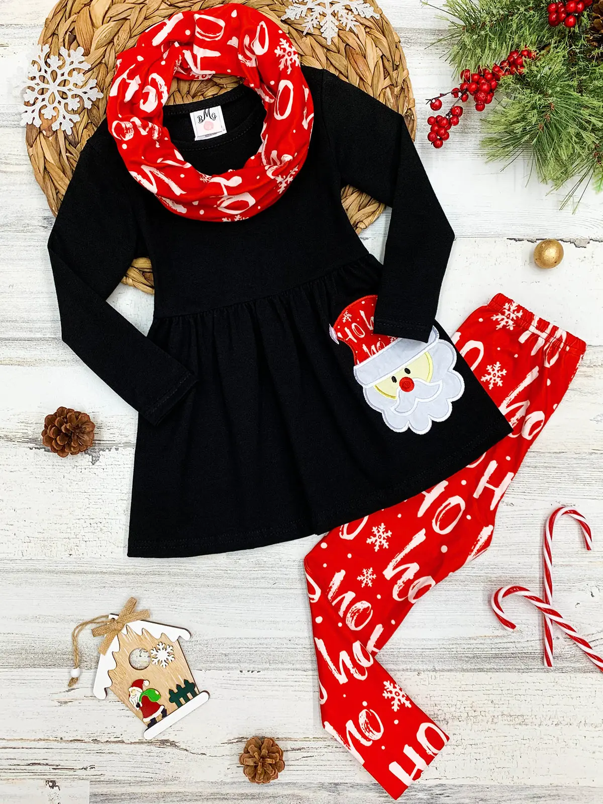 Ho, Ho, Ho Tunic, Scarf And Legging Set - Image 4
