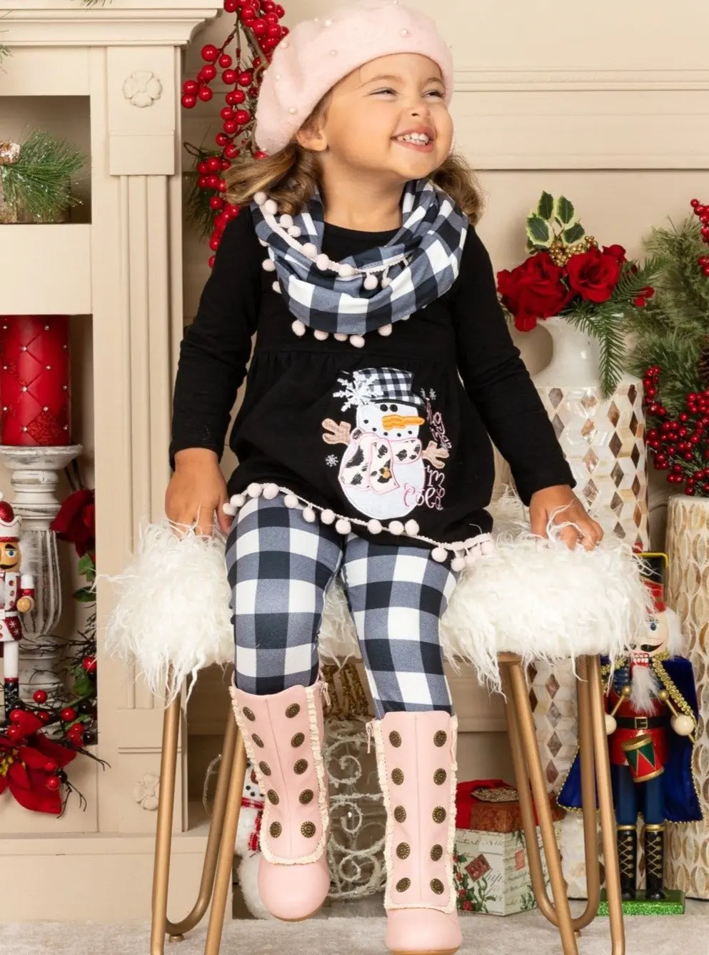 Hug Me, I'm Cold Snowman Tunic, Scarf And Legging Set - Image 2
