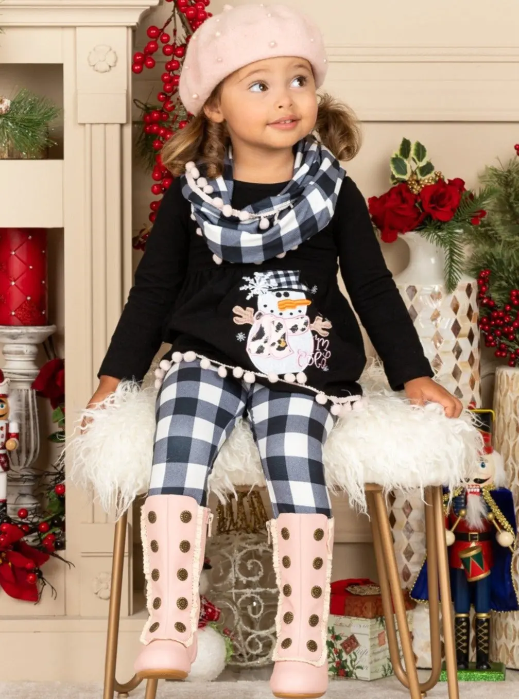 Hug Me, I'm Cold Snowman Tunic, Scarf And Legging Set - Image 4