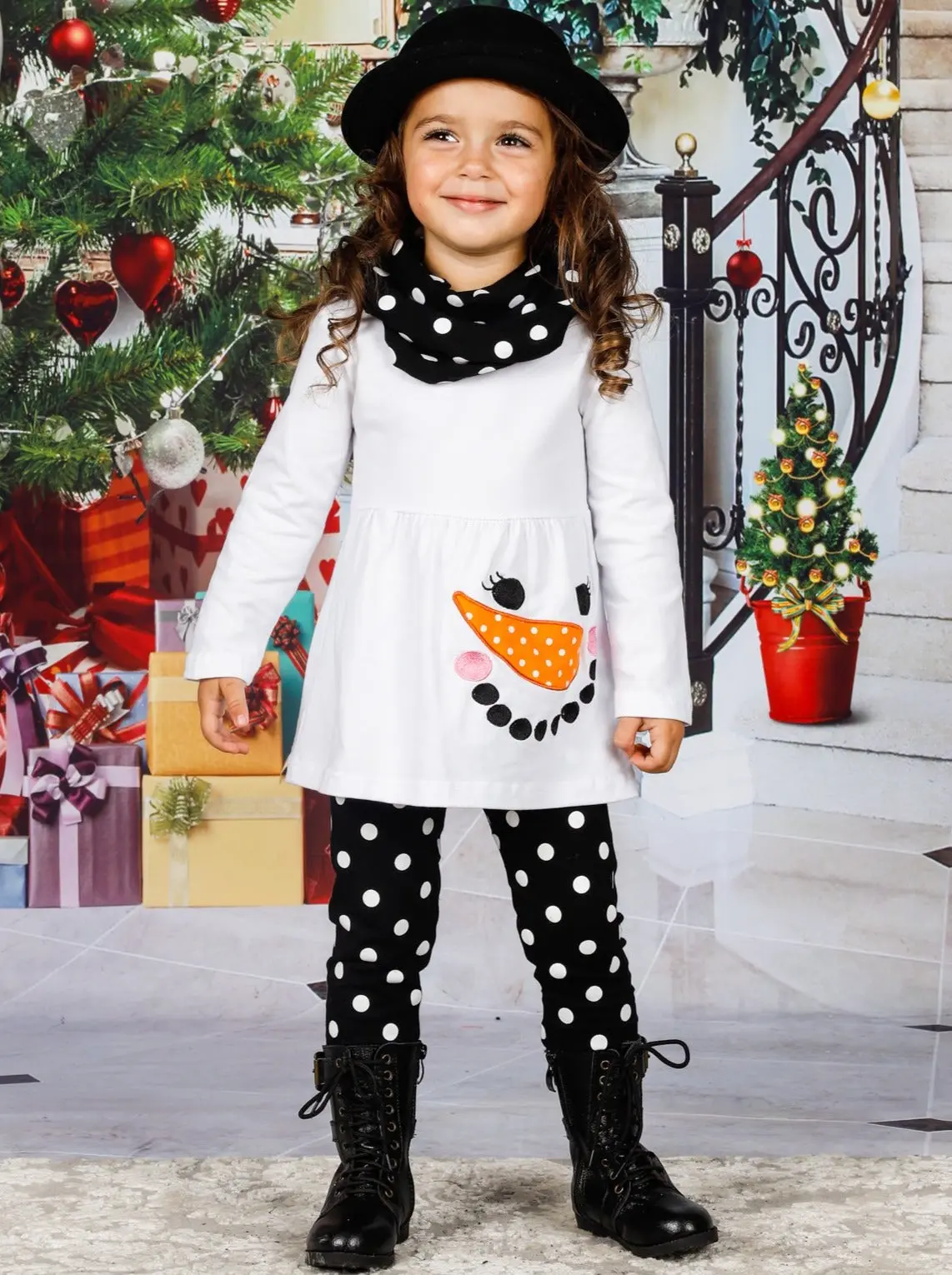 Happy Snowman Tunic, Scarf And Legging Set - Image 2