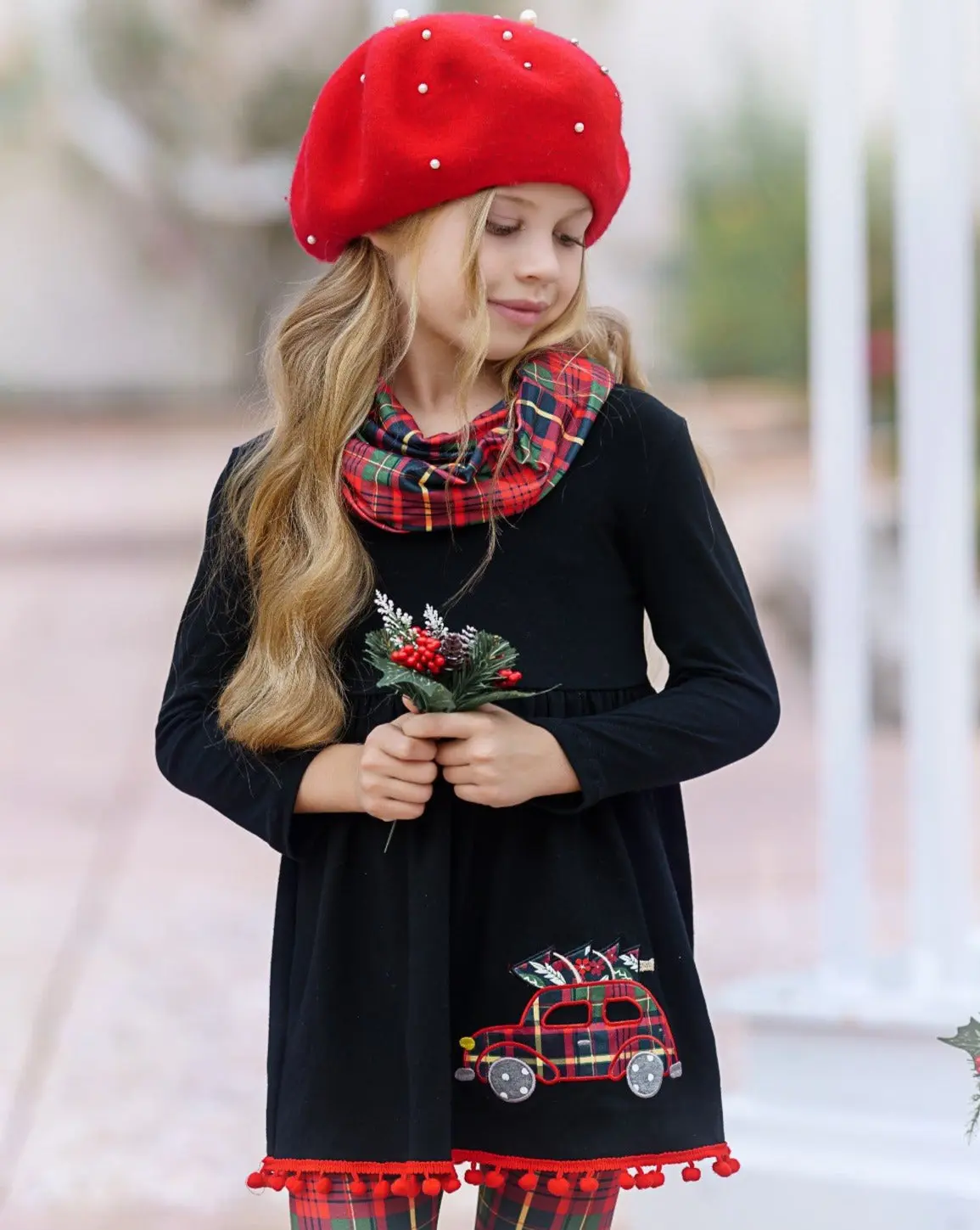 Christmas Haul Tunic, Plaid Scarf, and Legging Set - Image 4