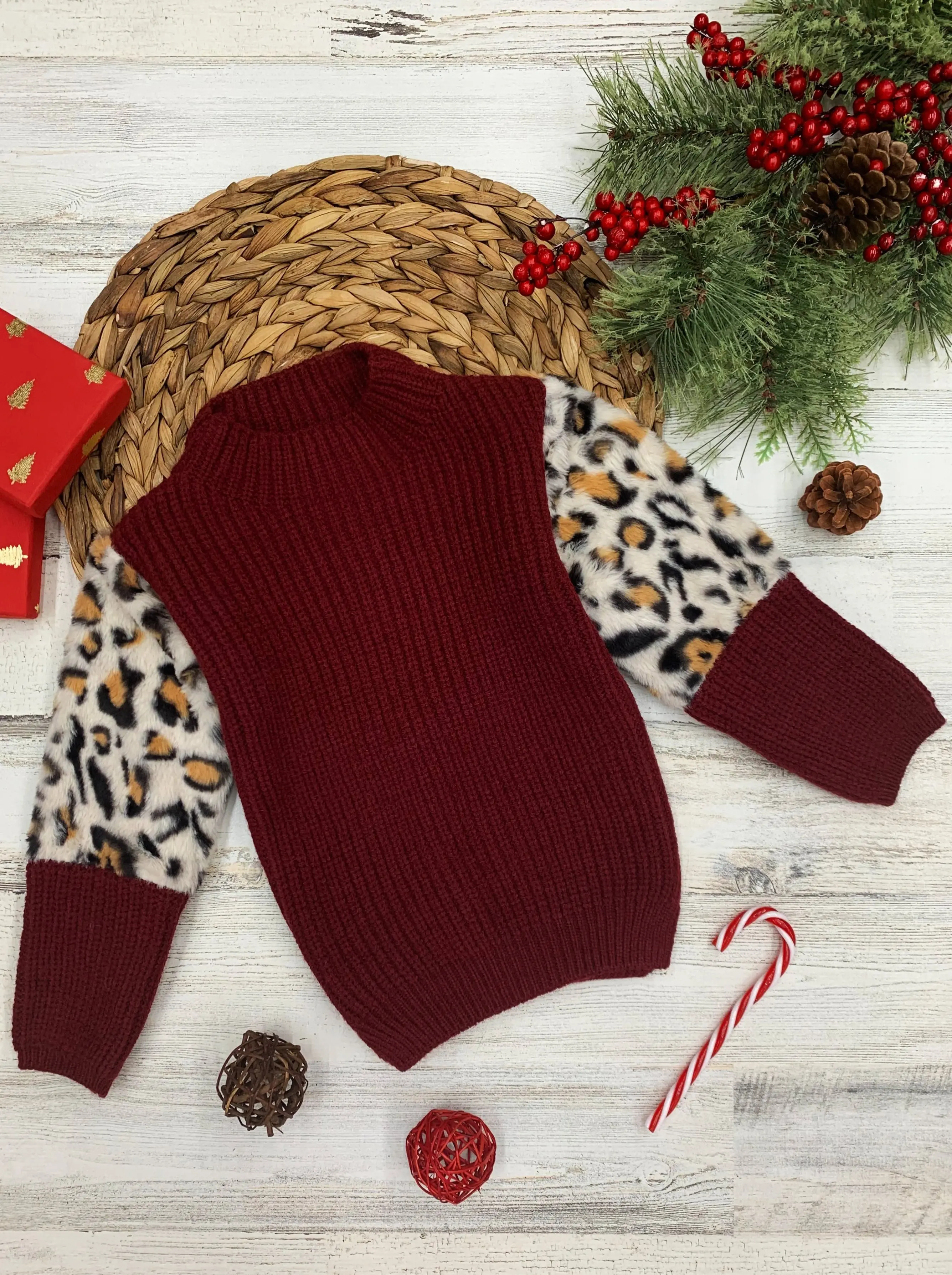 Cranberry Leopard Colorblock Sweater - Image 3