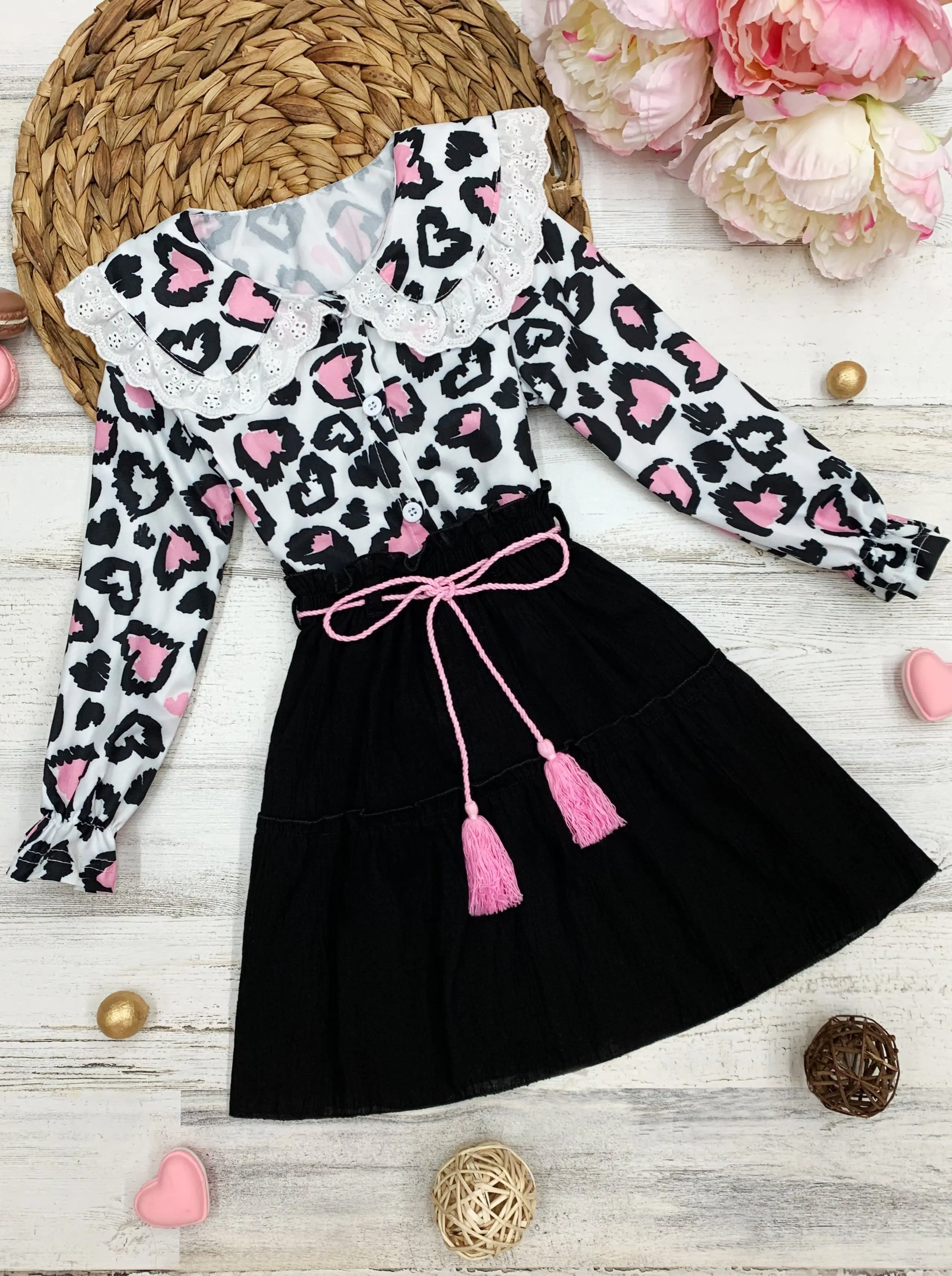 Lovely Diva Leopard Heart Skirt Set - Image 2