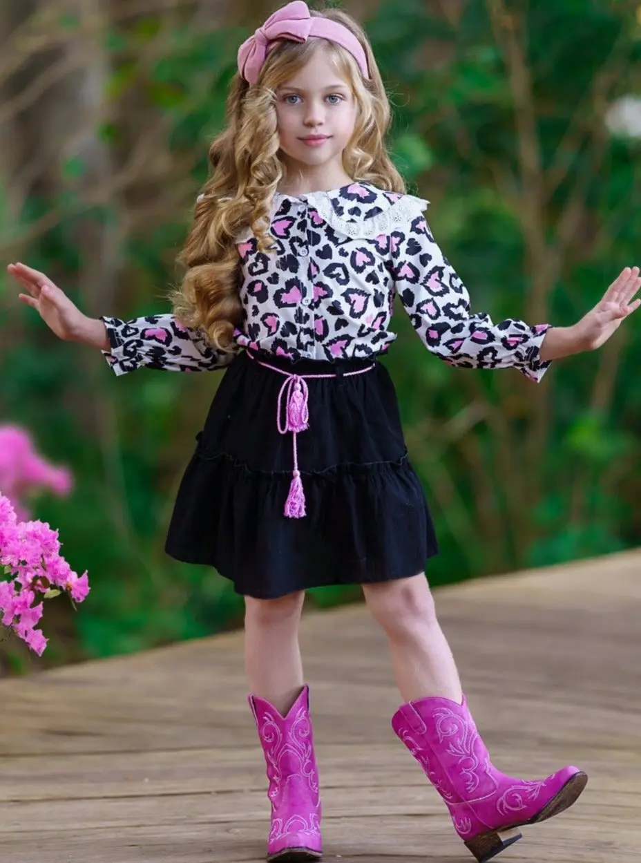 Lovely Diva Leopard Heart Skirt Set - Image 3
