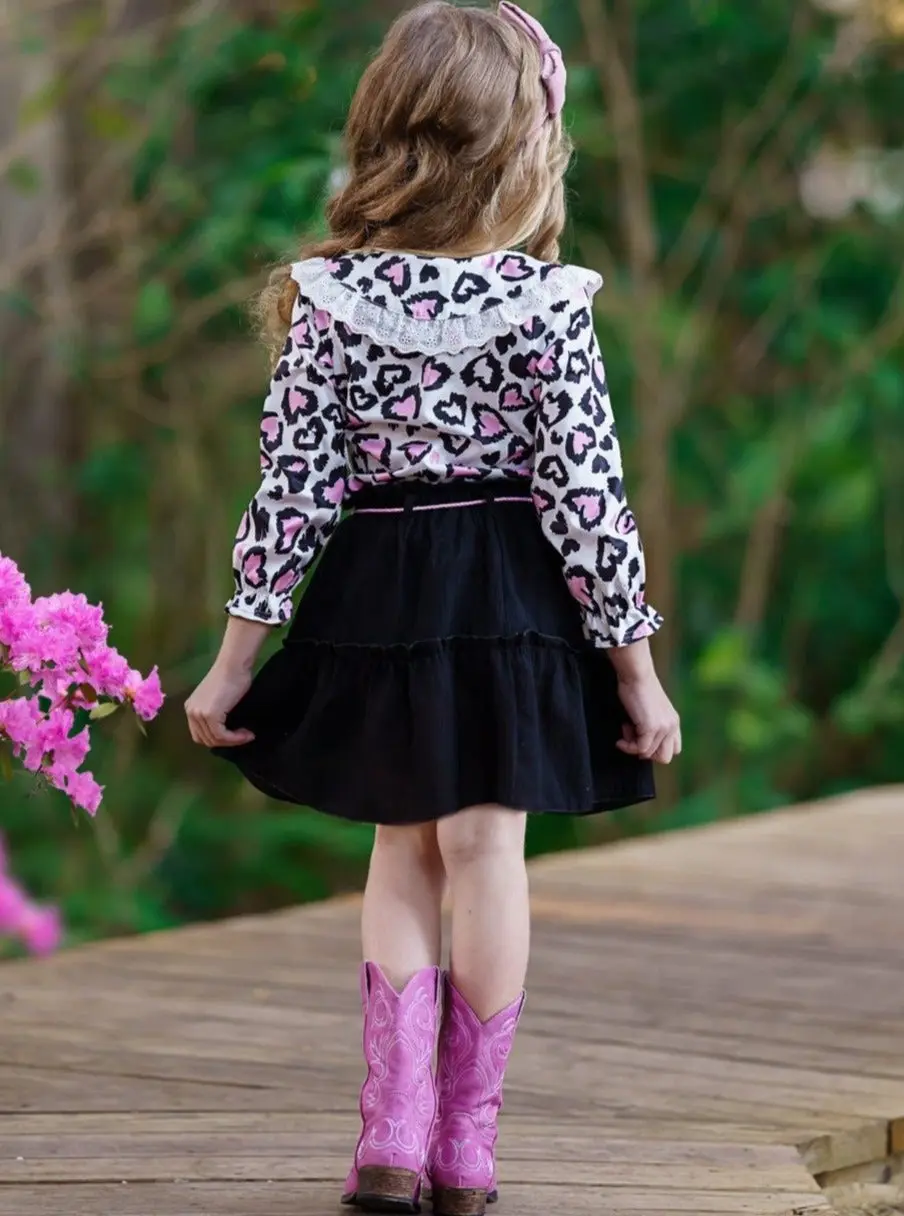 Lovely Diva Leopard Heart Skirt Set - Image 4