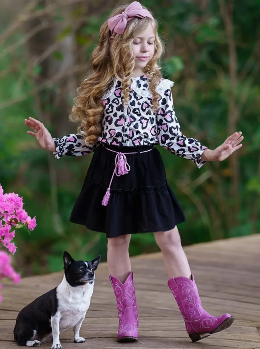 Lovely Diva Leopard Heart Skirt Set - Image 5