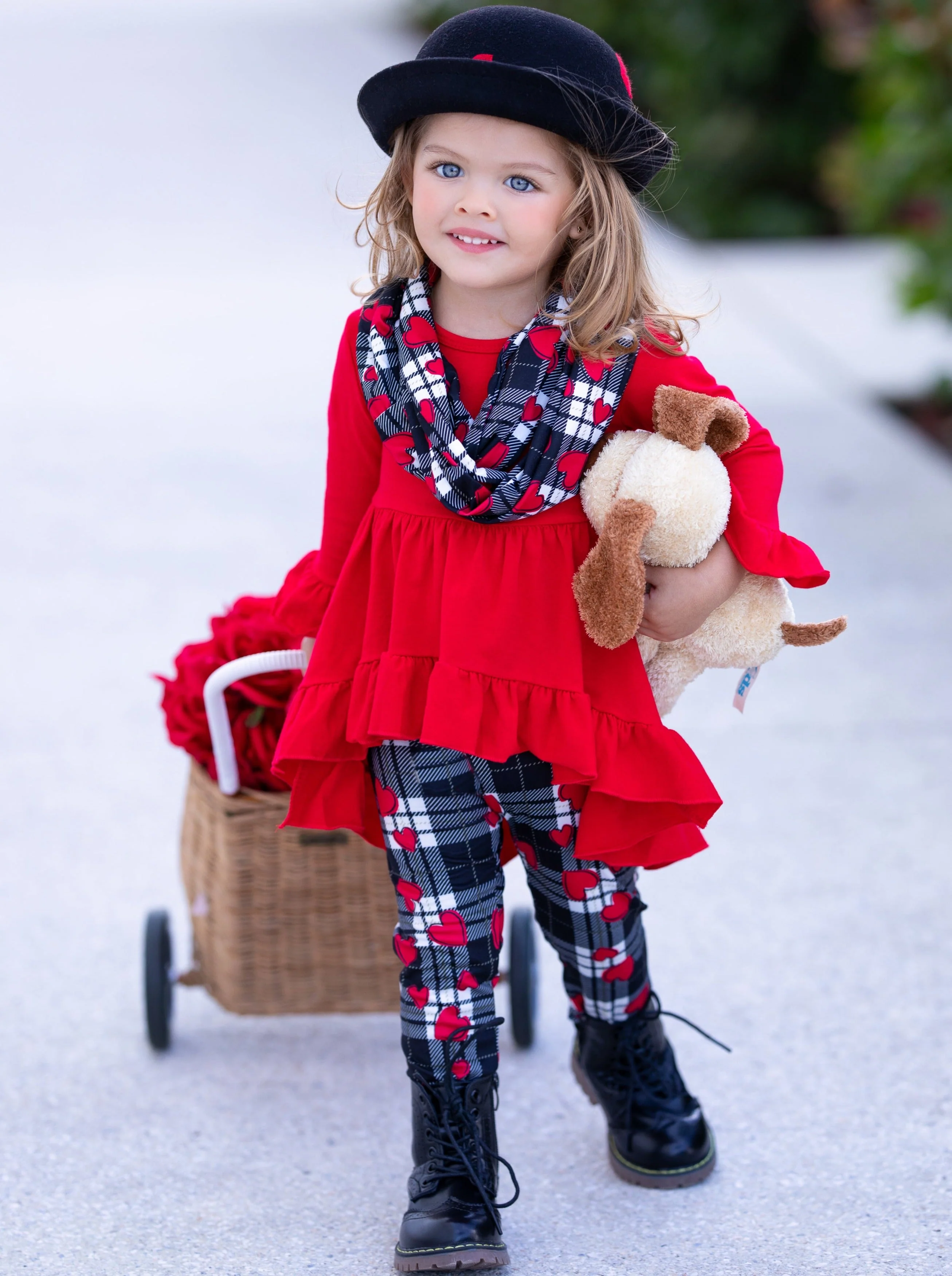 Lots of Love Red Tunic, Scarf and Legging Set - Image 2