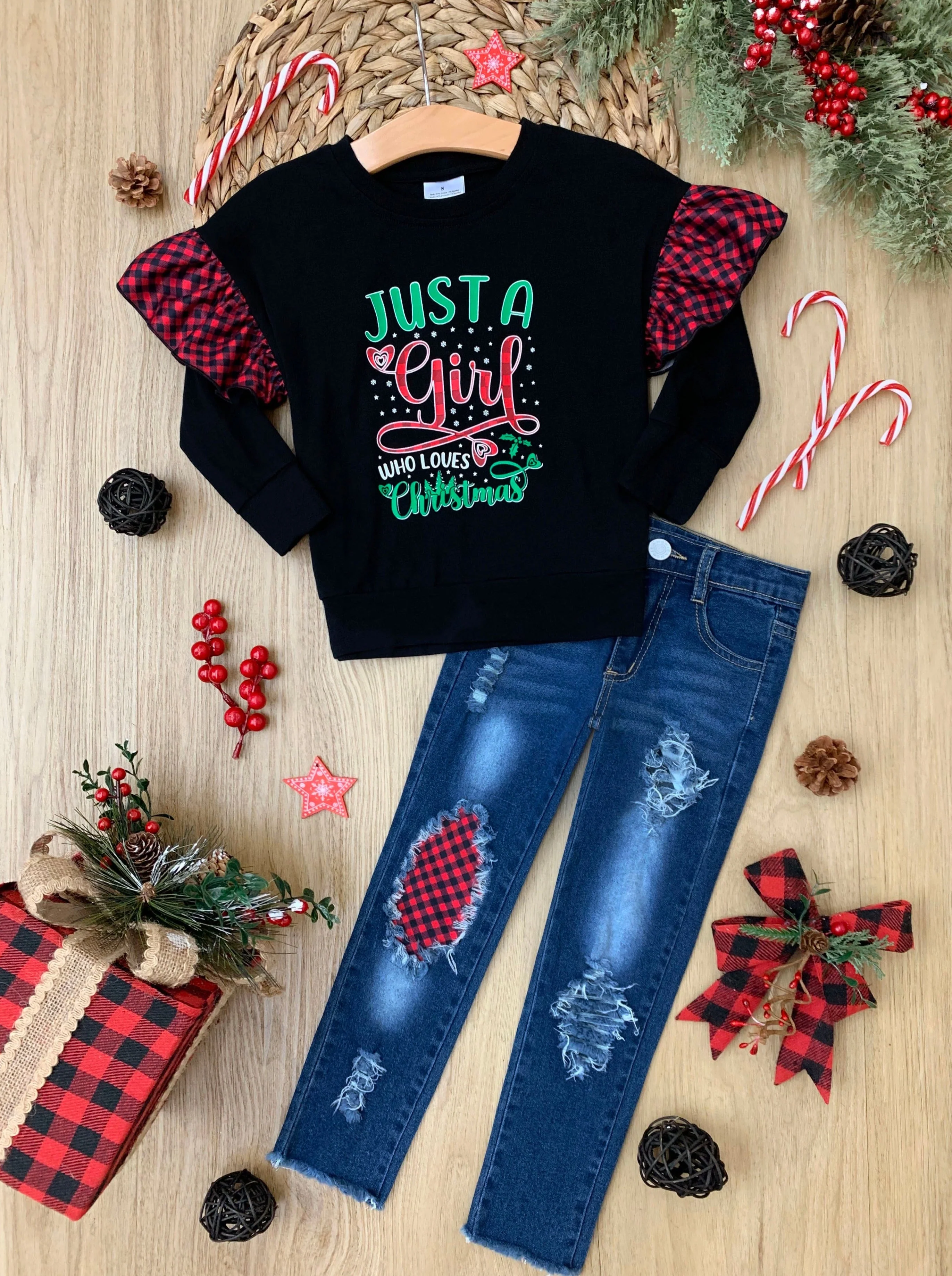 Lover Of Christmas Patched Jean Set - Image 3