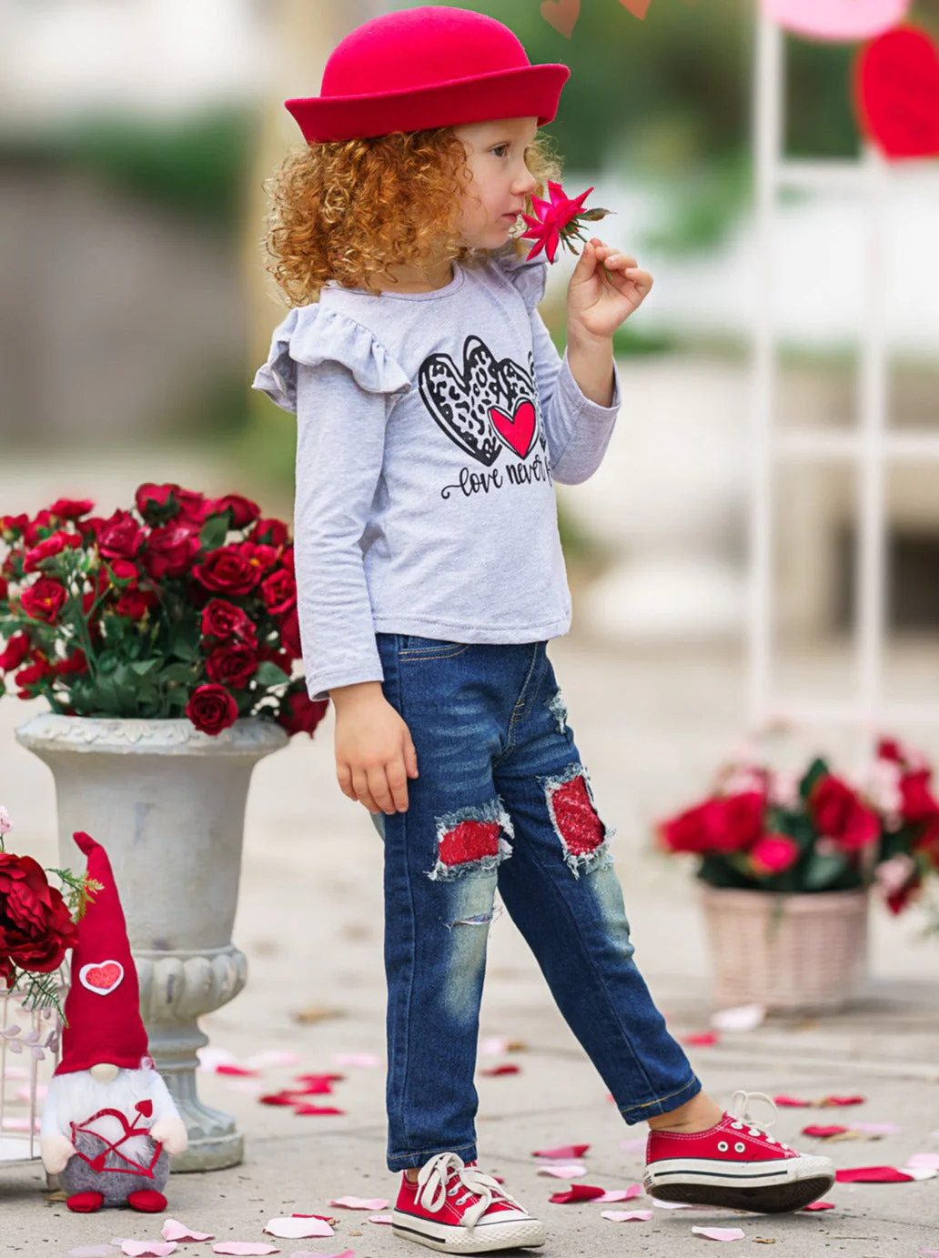 Love Never Fails Sequin Patched Jeans Set - Image 4