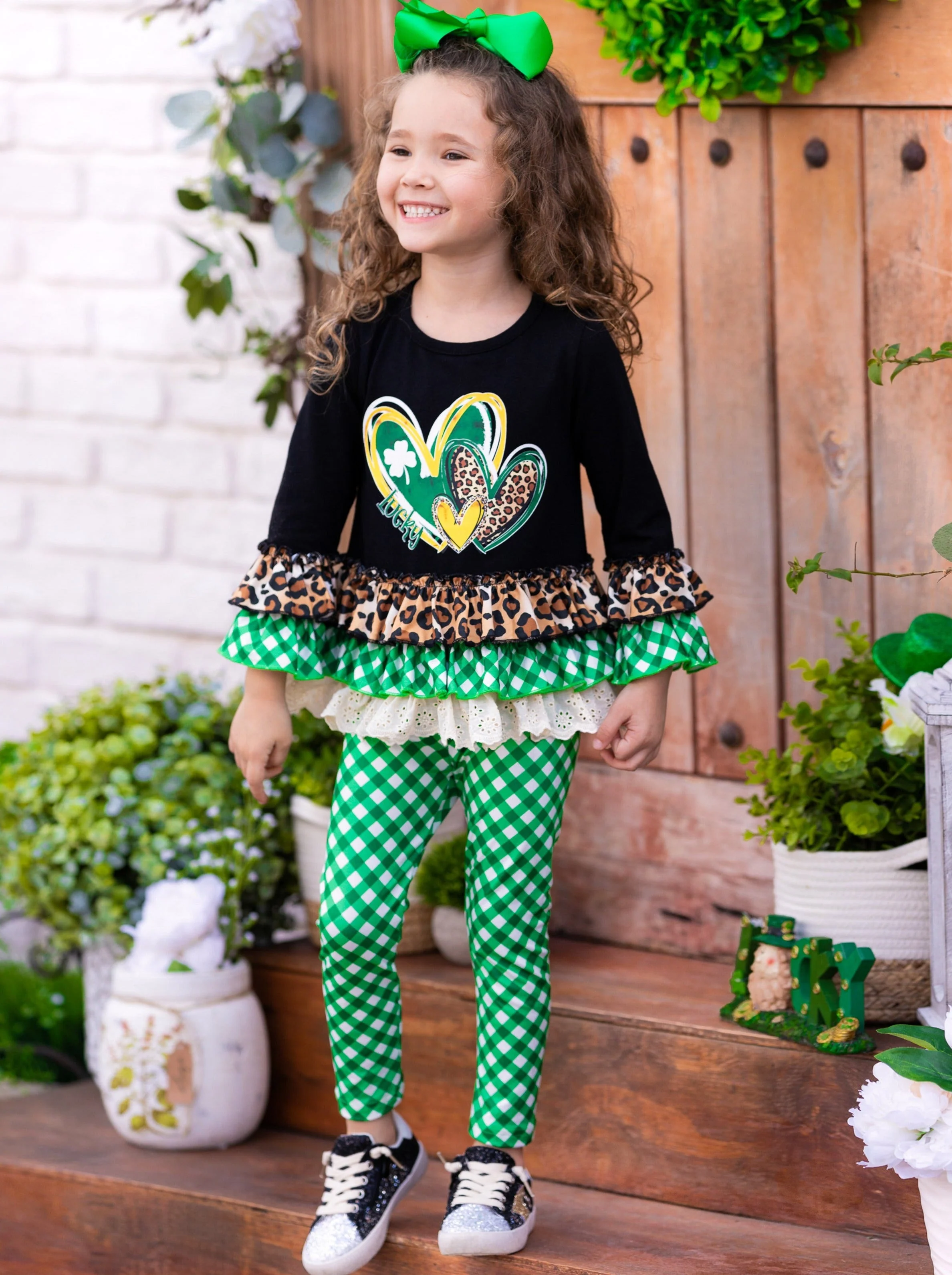I Love St Patty's Day Plaid Legging Set - Image 2
