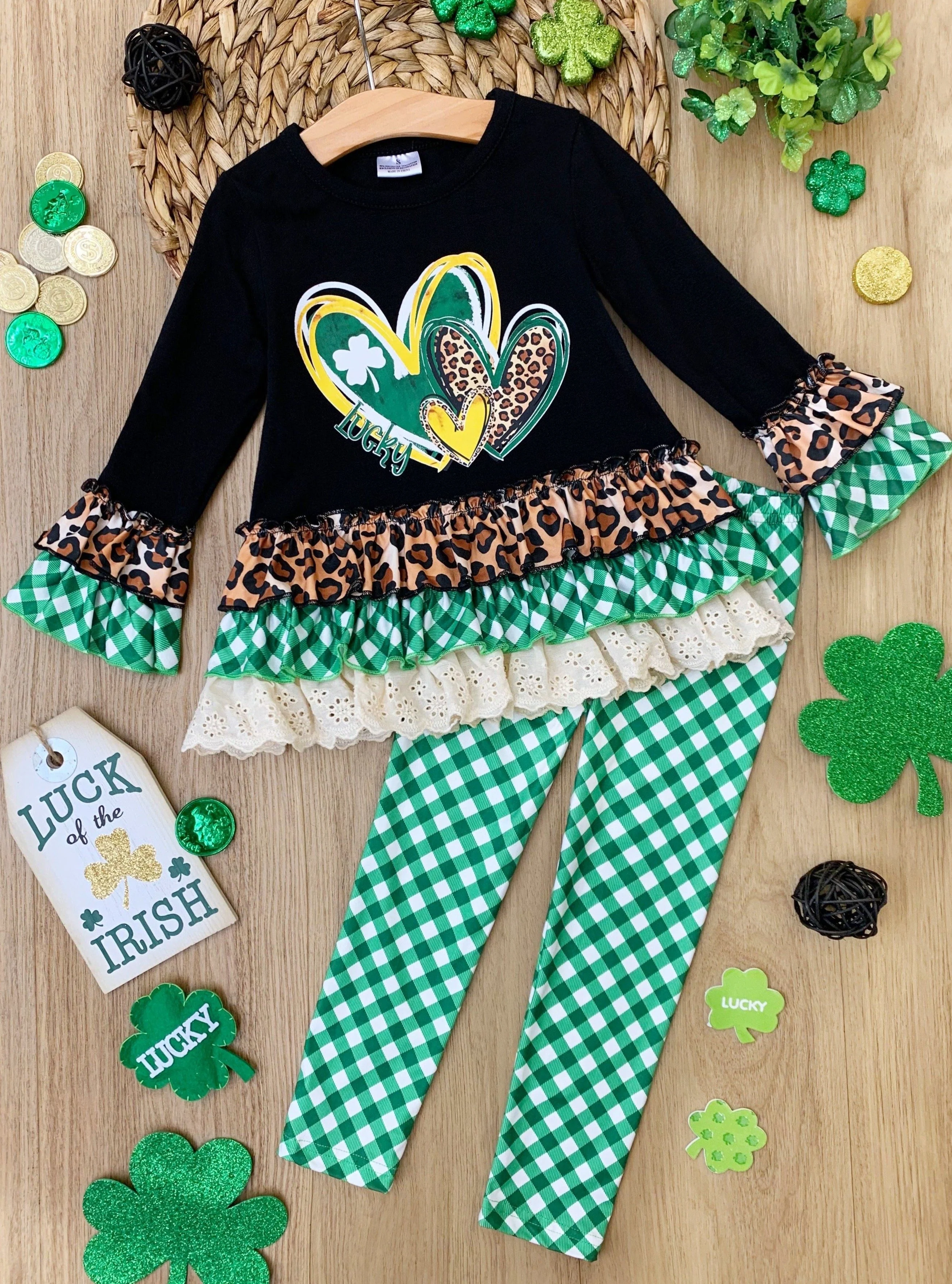 I Love St Patty's Day Plaid Legging Set - Image 3