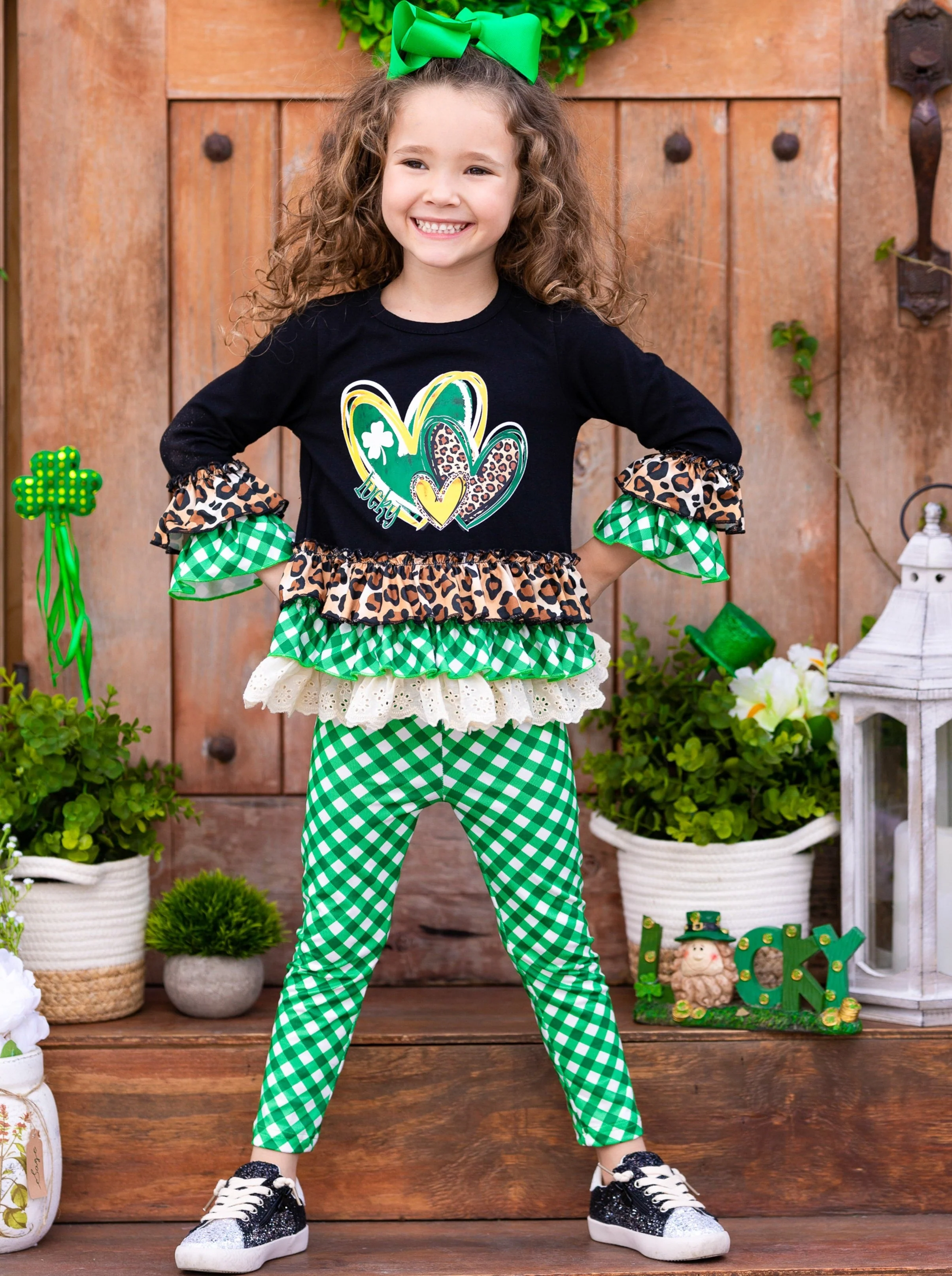 I Love St Patty's Day Plaid Legging Set - Image 4