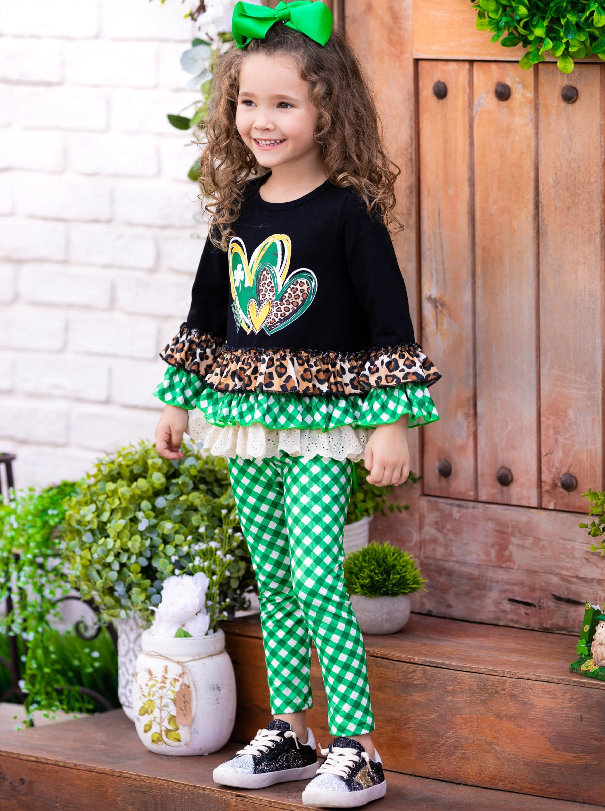 I Love St Patty's Day Plaid Legging Set - Image 5