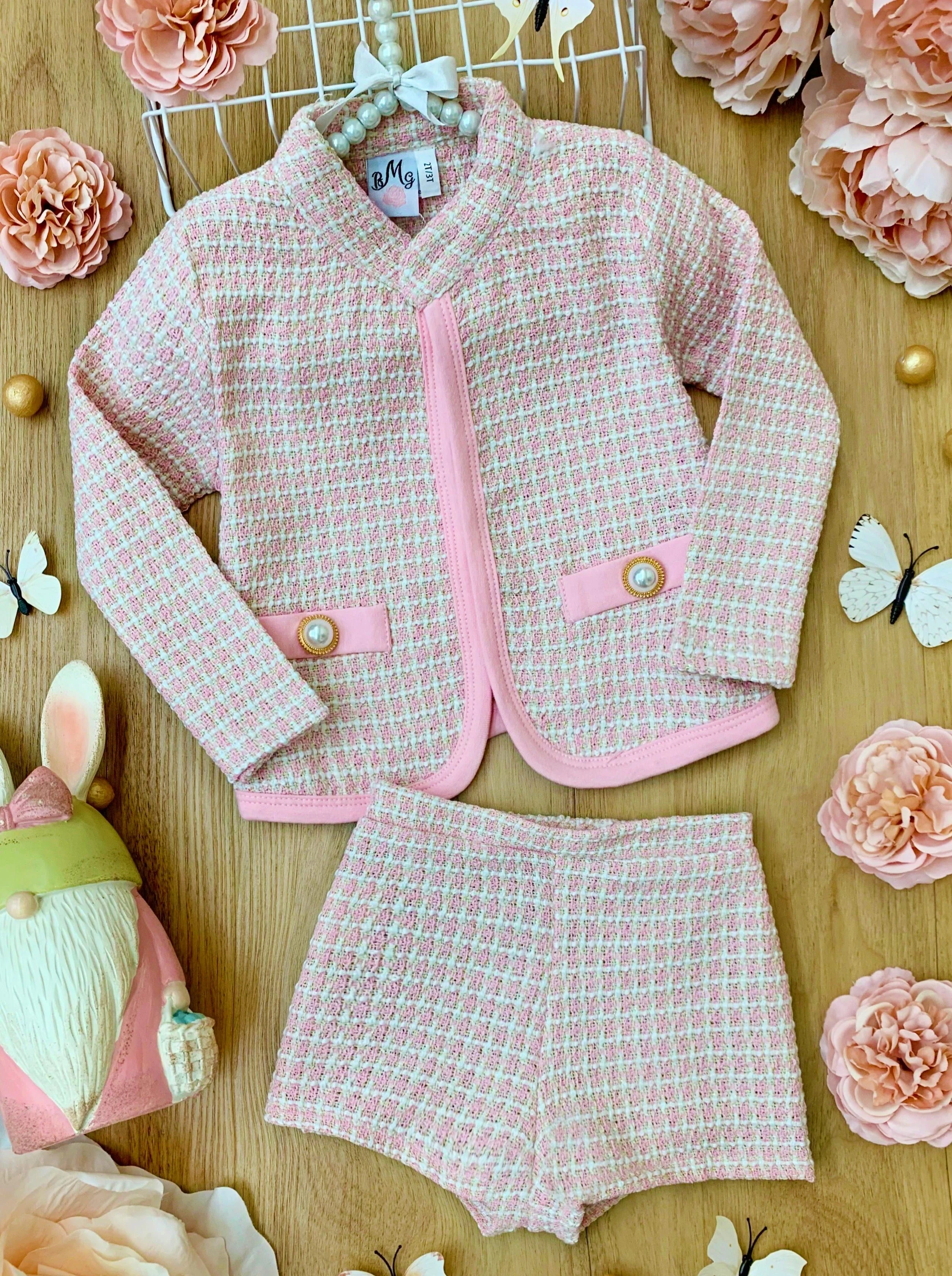 Classy Tweed Matching Blazer and Short Set - Image 5