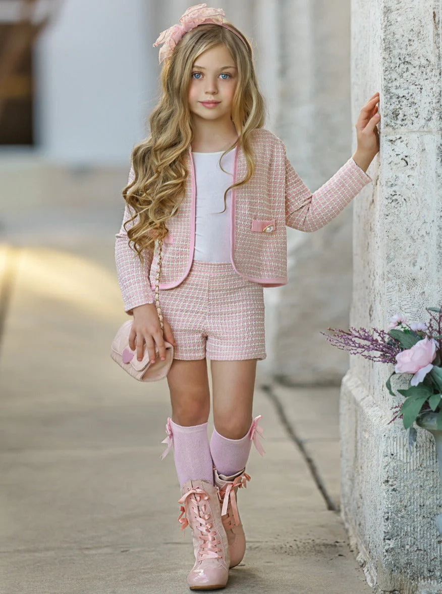 Classy Tweed Matching Blazer and Short Set - Image 8