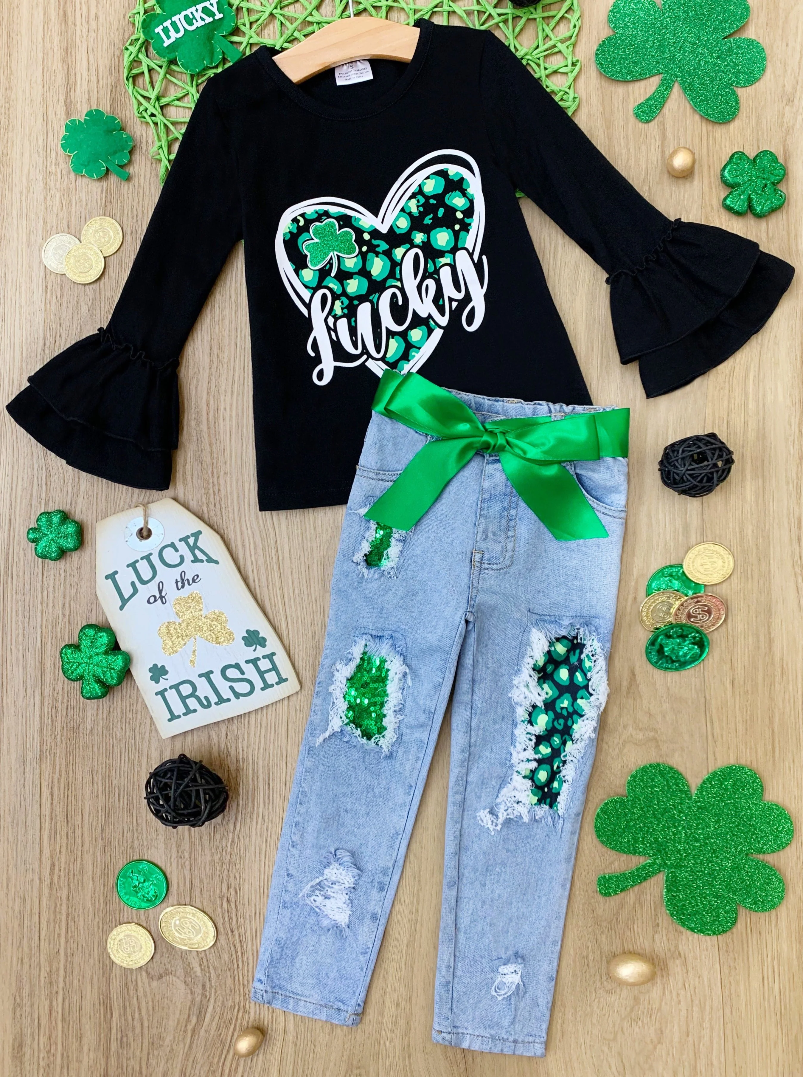 Lucky Heart Patched Jeans Set - Image 2