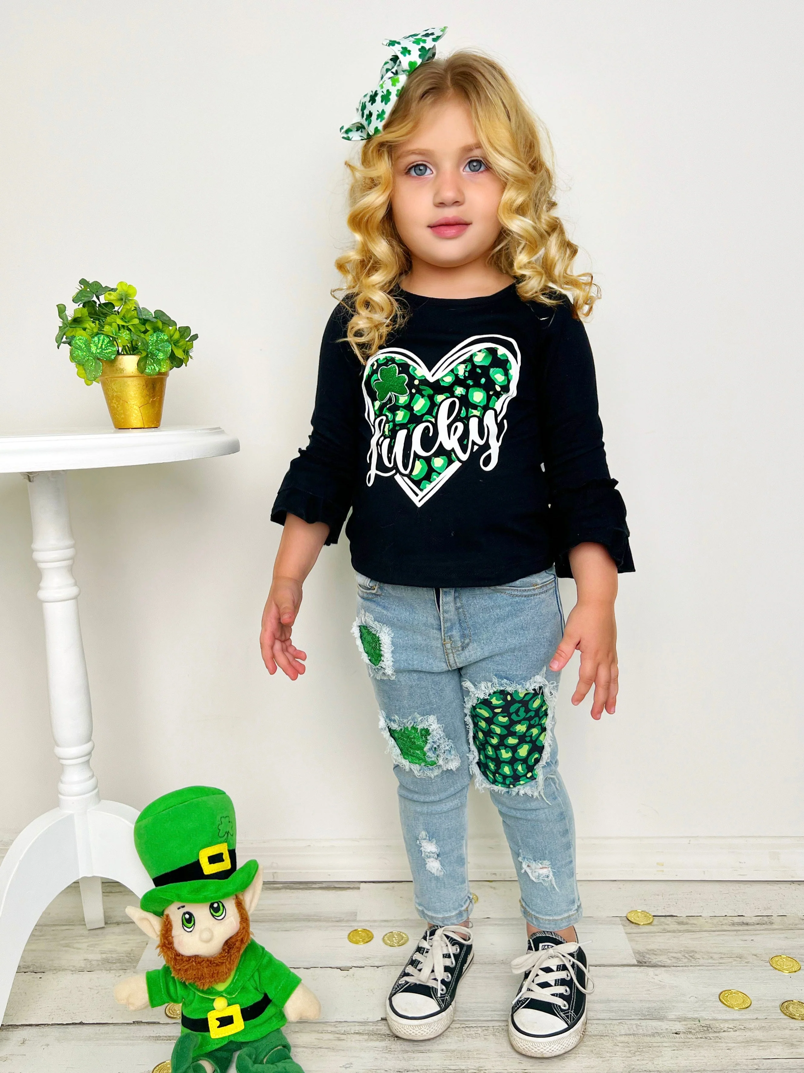 Lucky Heart Patched Jeans Set - Image 3