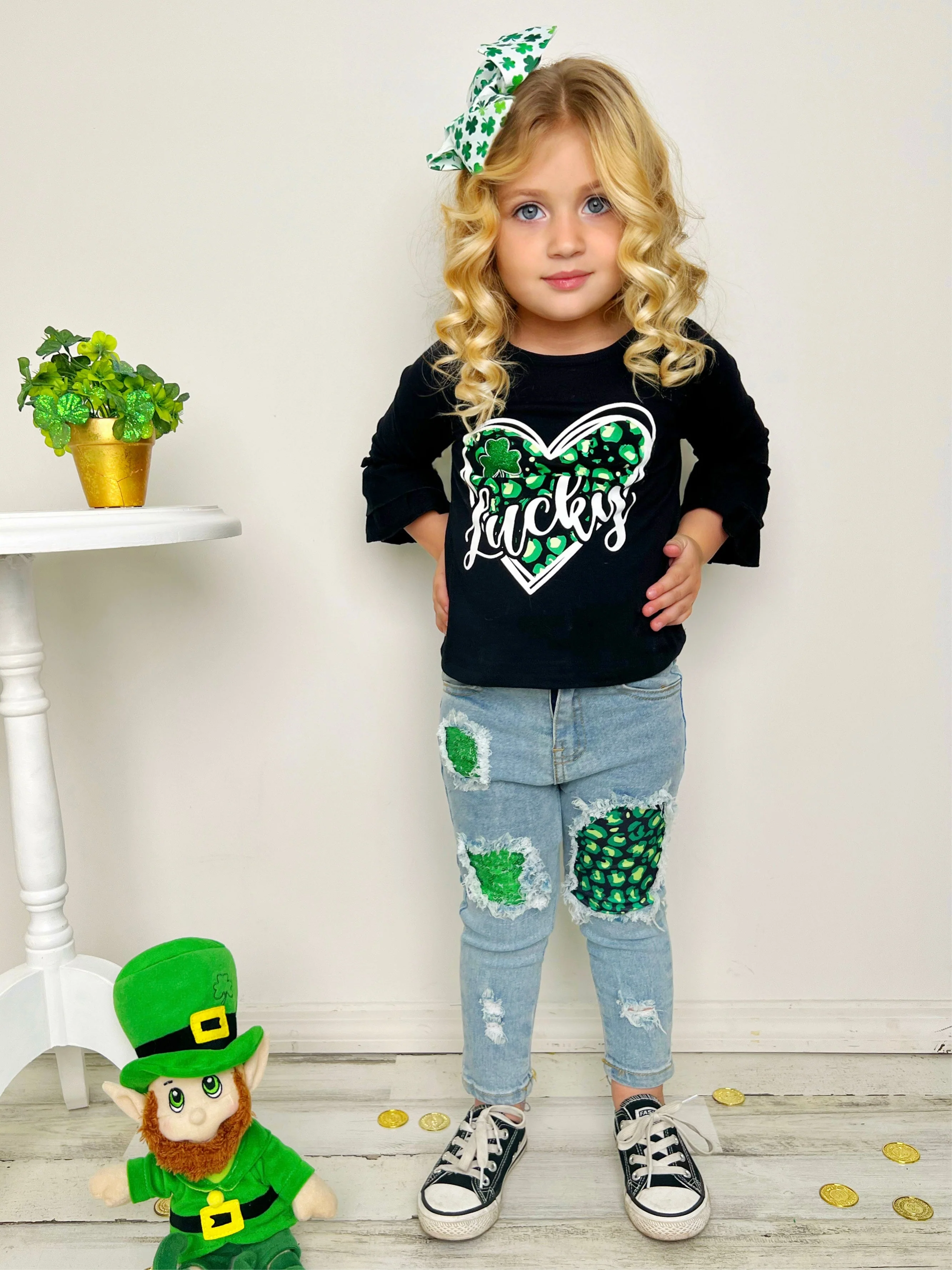 Lucky Heart Patched Jeans Set - Image 4