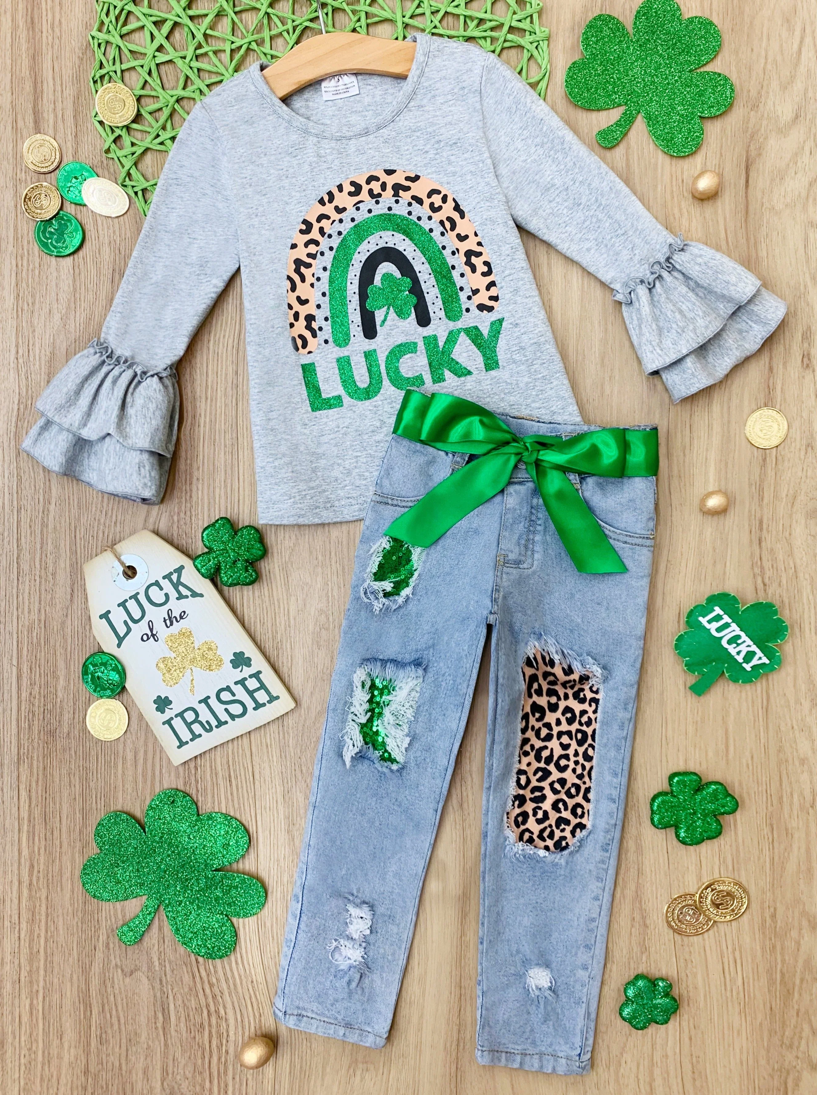 Lucky Rainbow Patched Jeans Set - Image 2