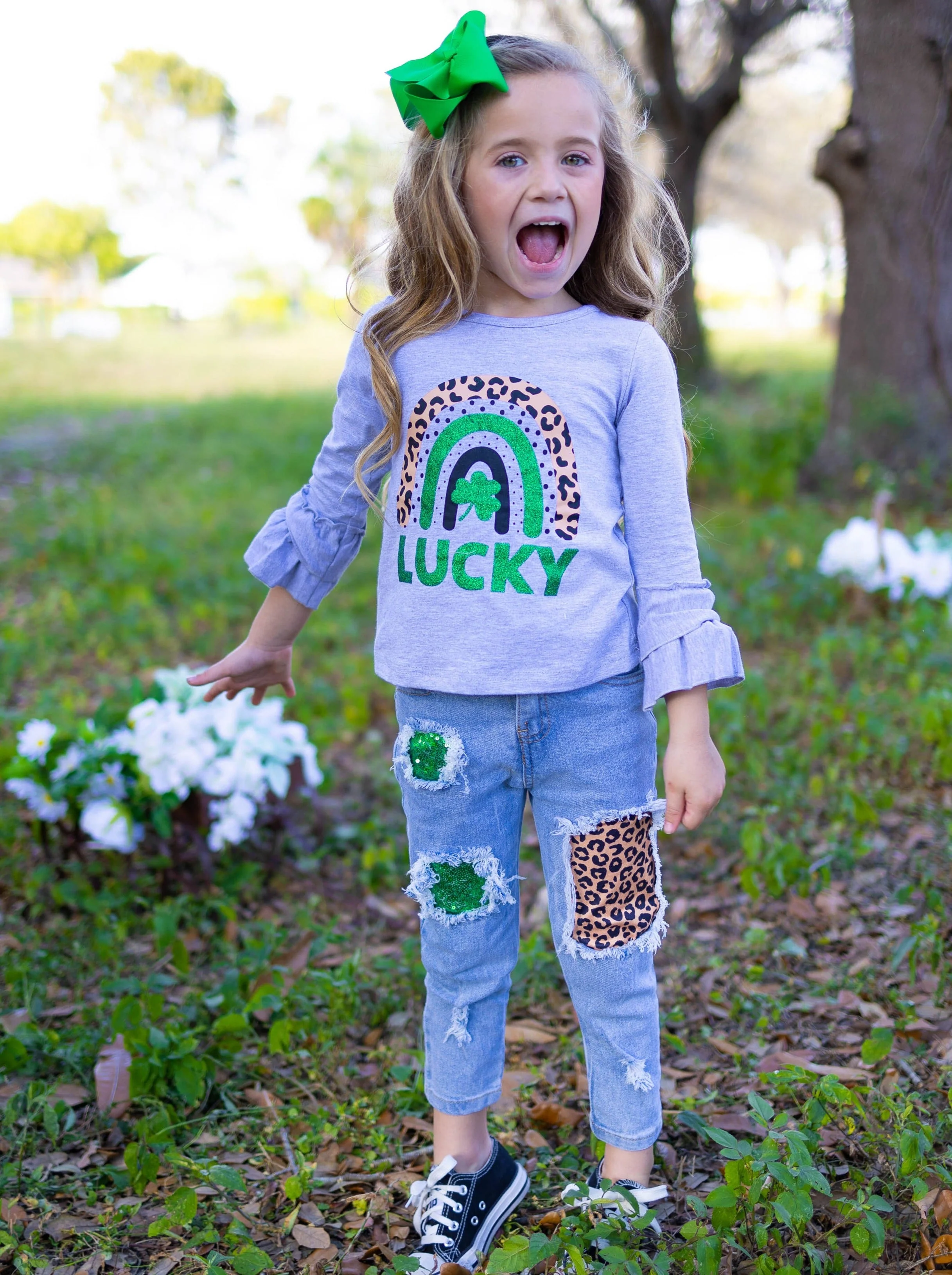 Lucky Rainbow Patched Jeans Set - Image 3