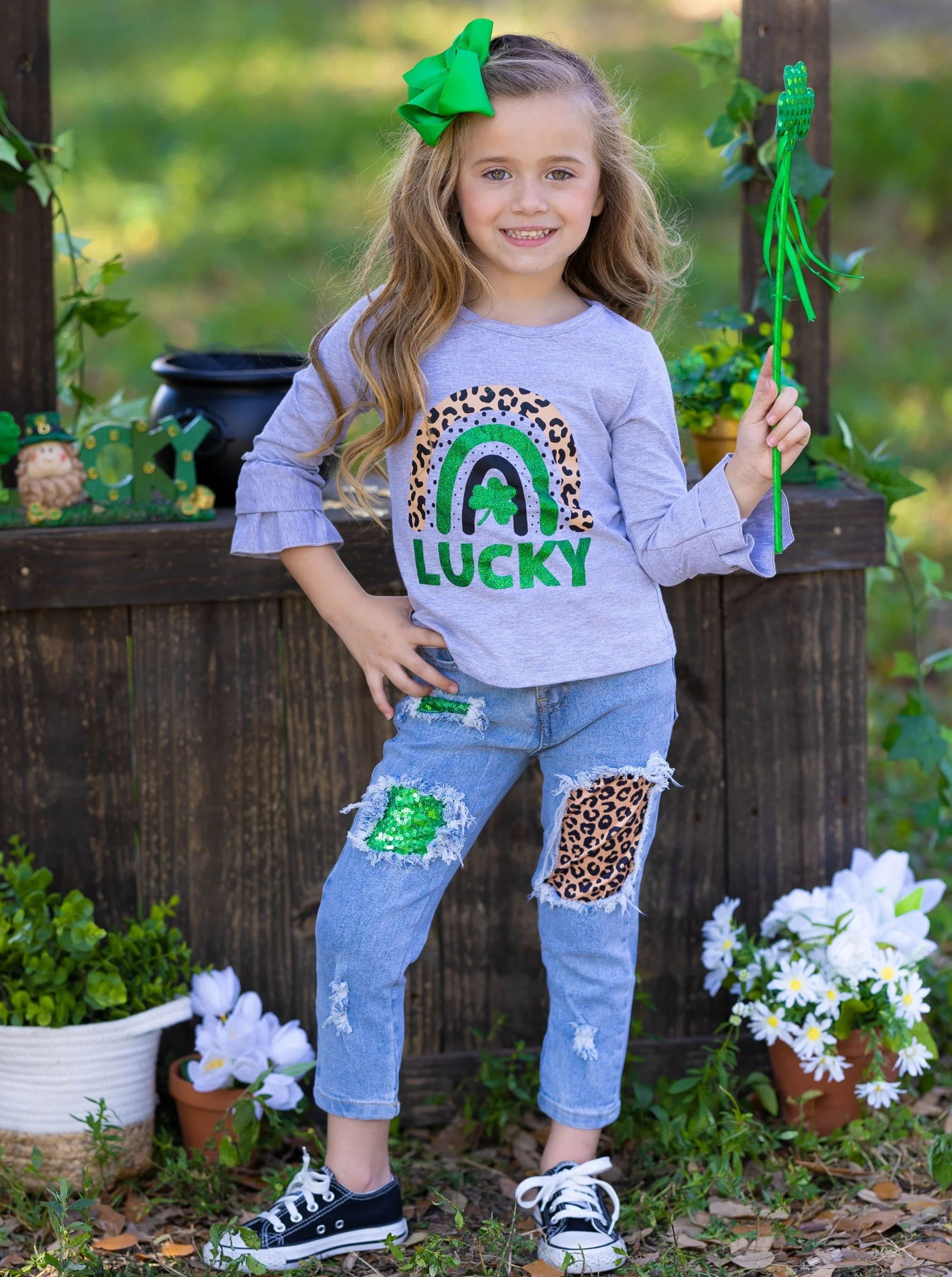 Lucky Rainbow Patched Jeans Set - Image 4