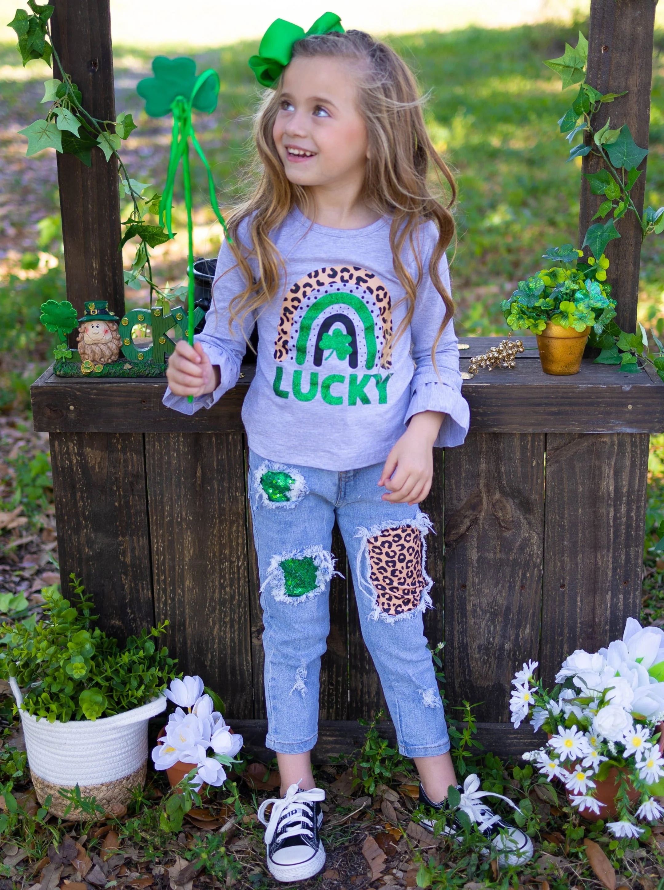 Lucky Rainbow Patched Jeans Set - Image 5