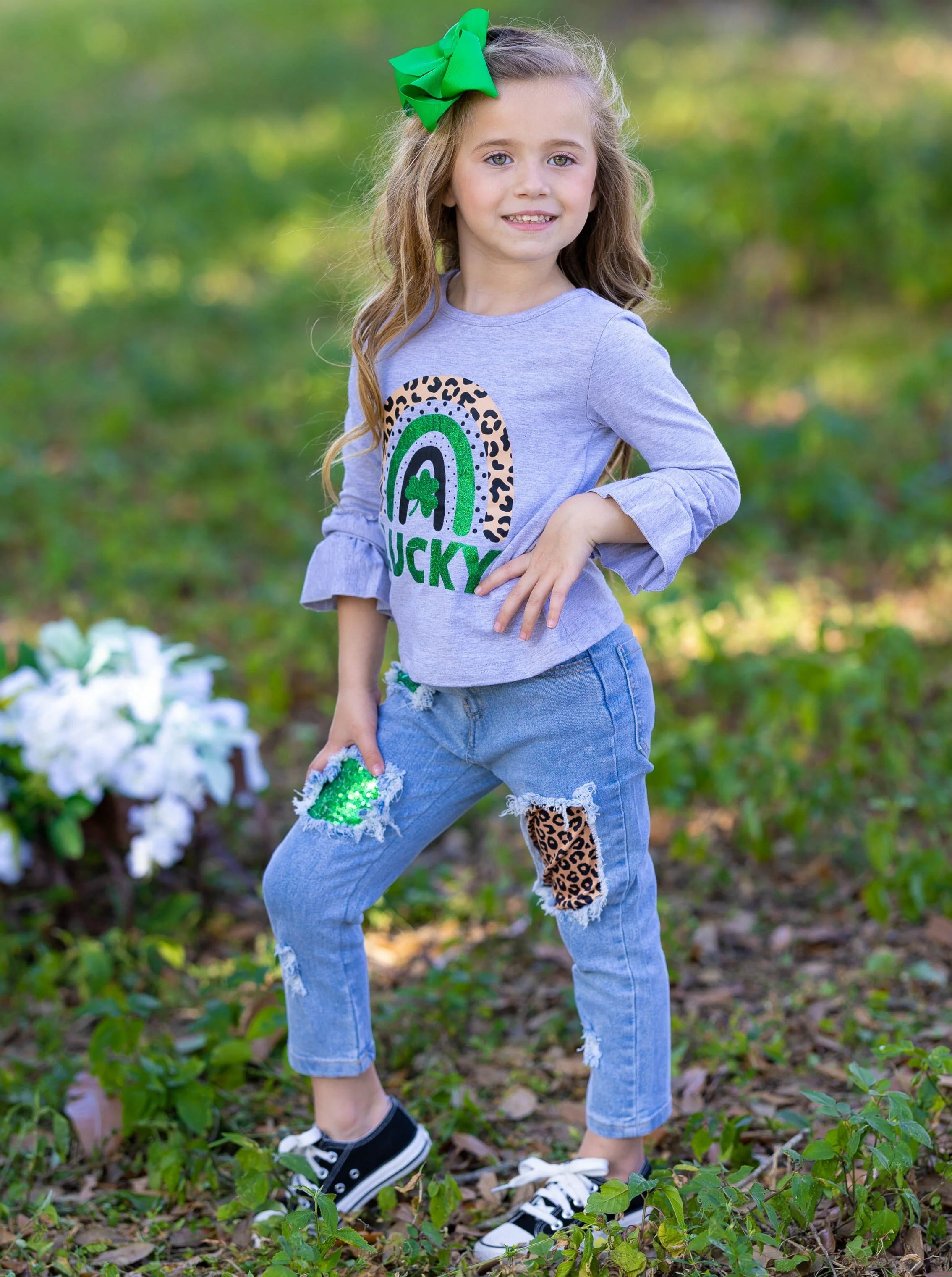 Lucky Rainbow Patched Jeans Set - Image 7