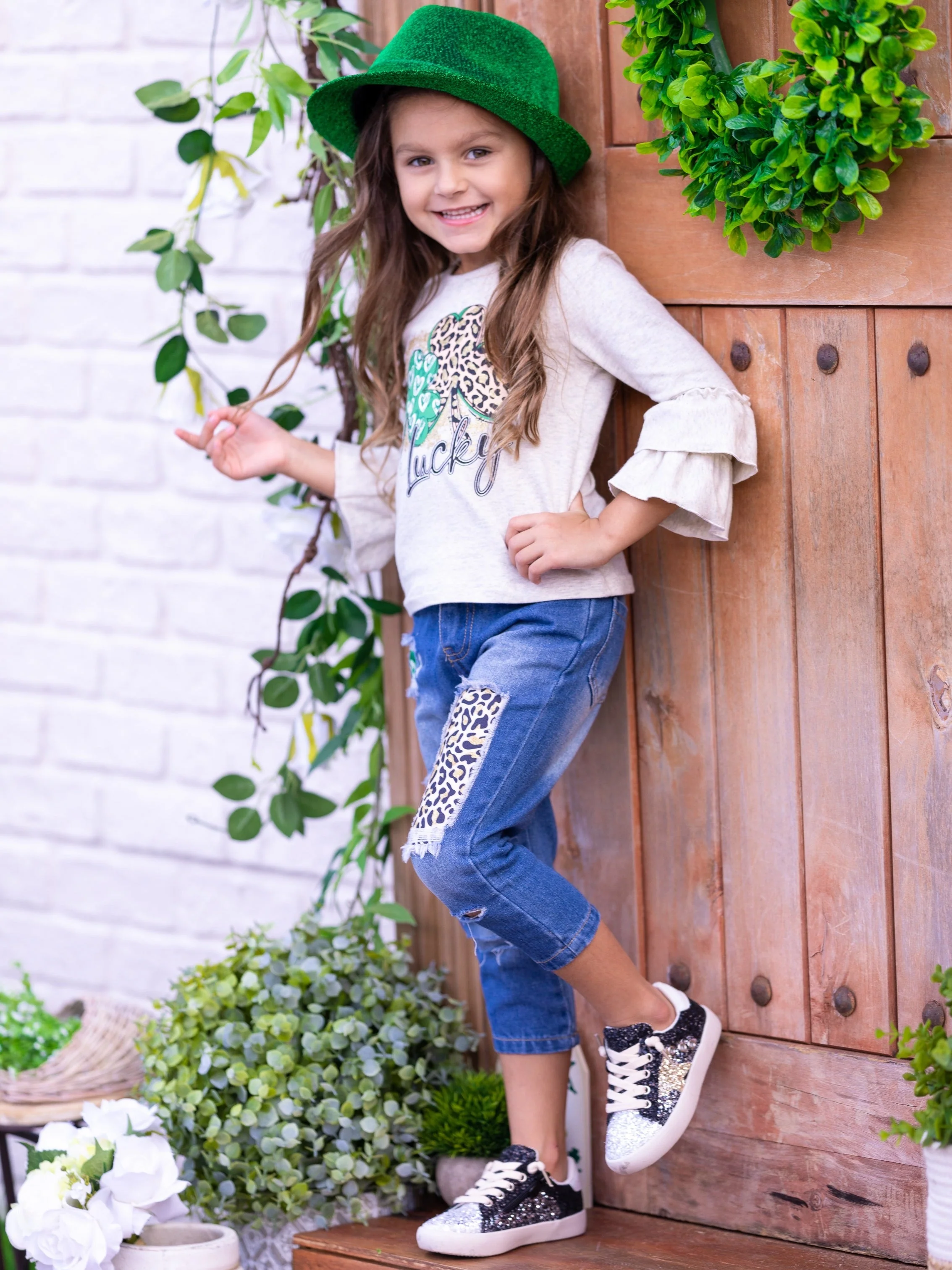 Just My Luck Patched Jeans Set - Image 2