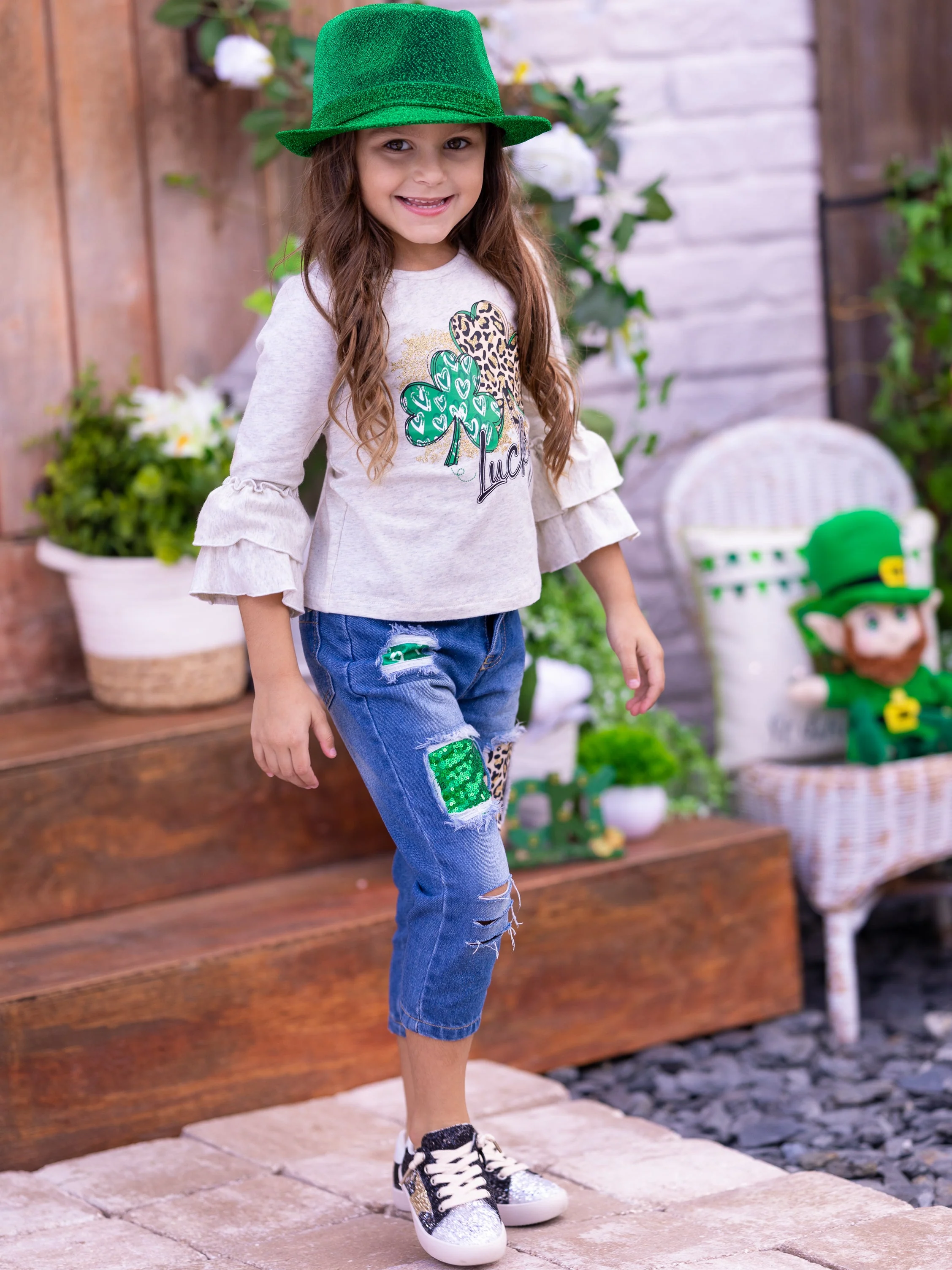 Just My Luck Patched Jeans Set - Image 3