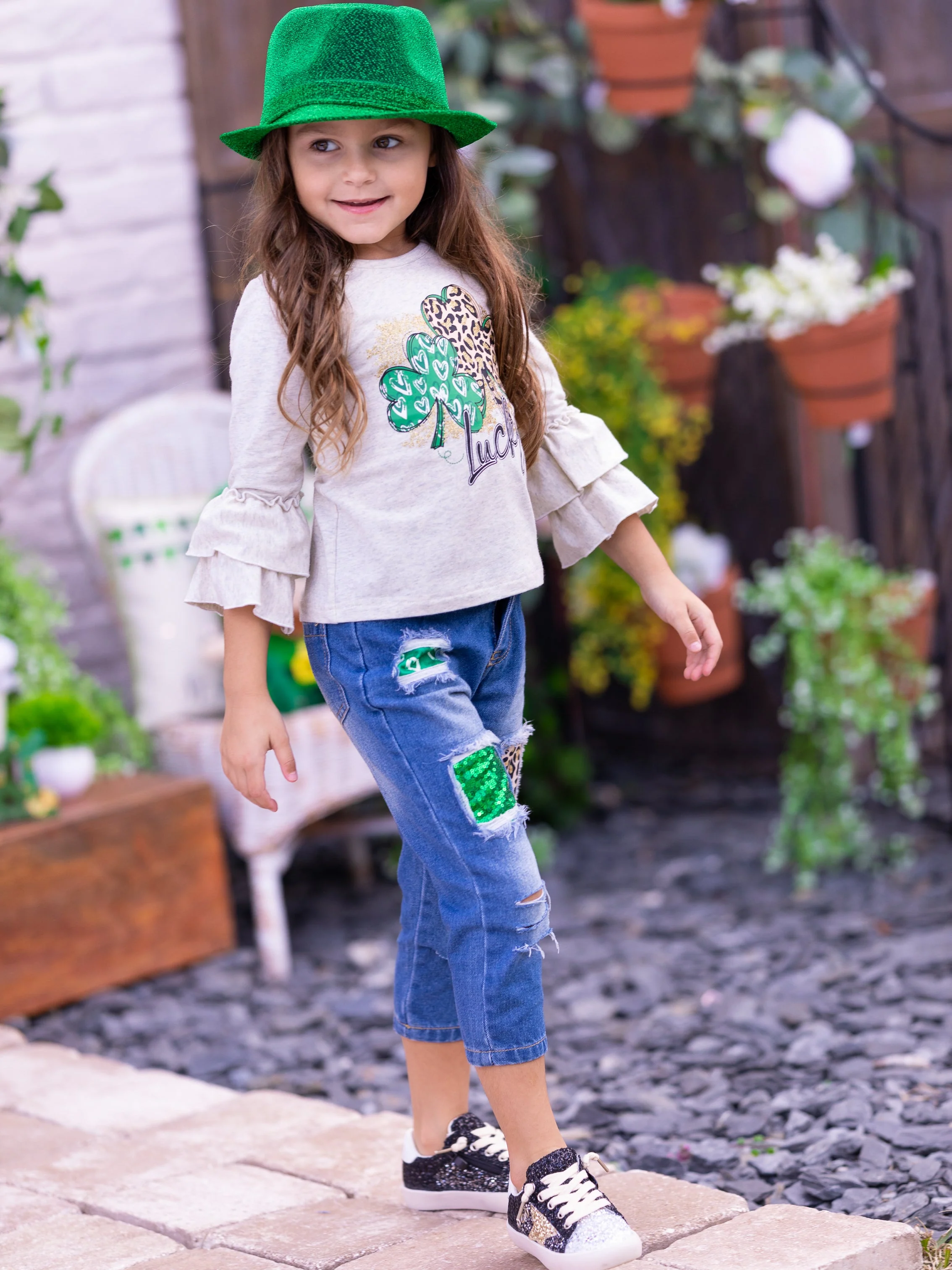 Just My Luck Patched Jeans Set - Image 4