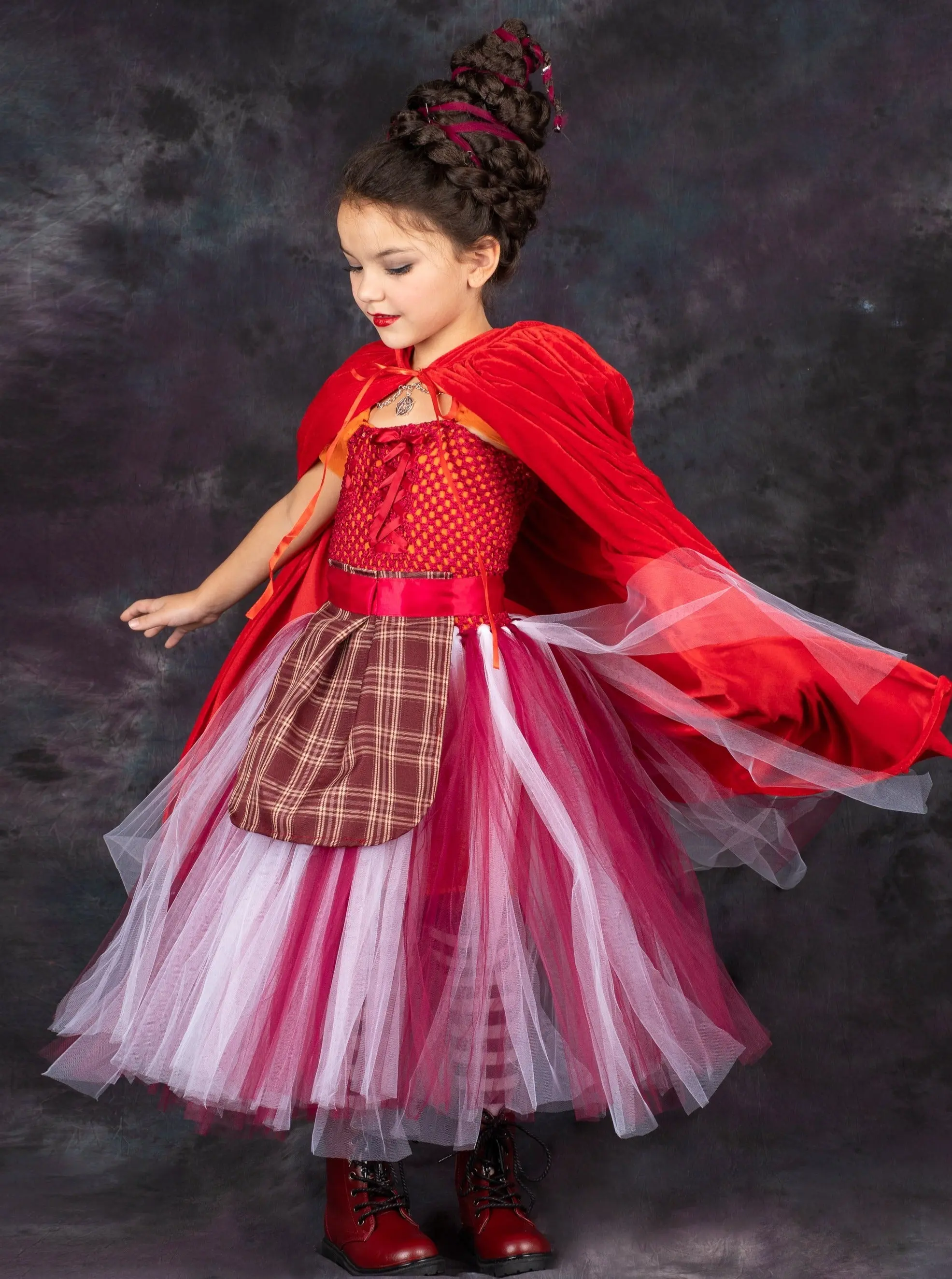 Girls Mary Sanderson Witch Tutu Costume Dress with Apron - Image 5