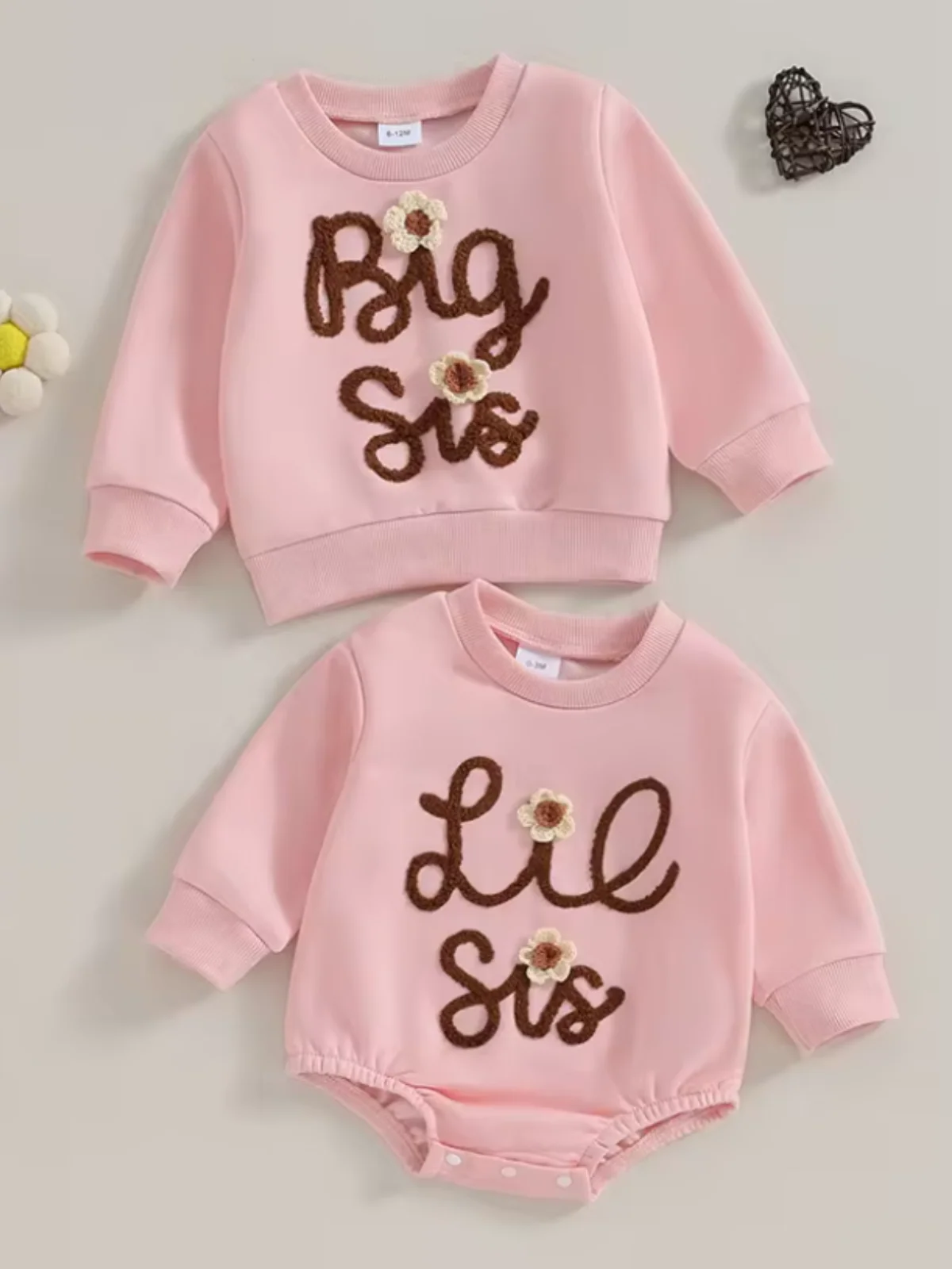 Girls Matching Long Sleeve Cotton Lil Sis Outfits - Image 2