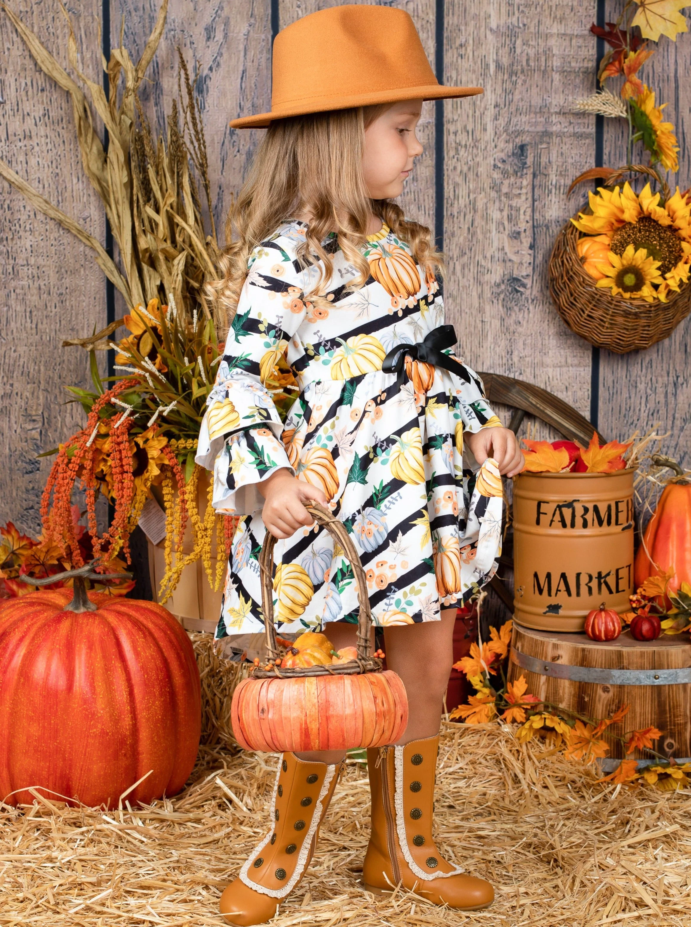 Chic Pumpkin Striped Hi-Lo Dress - Image 3