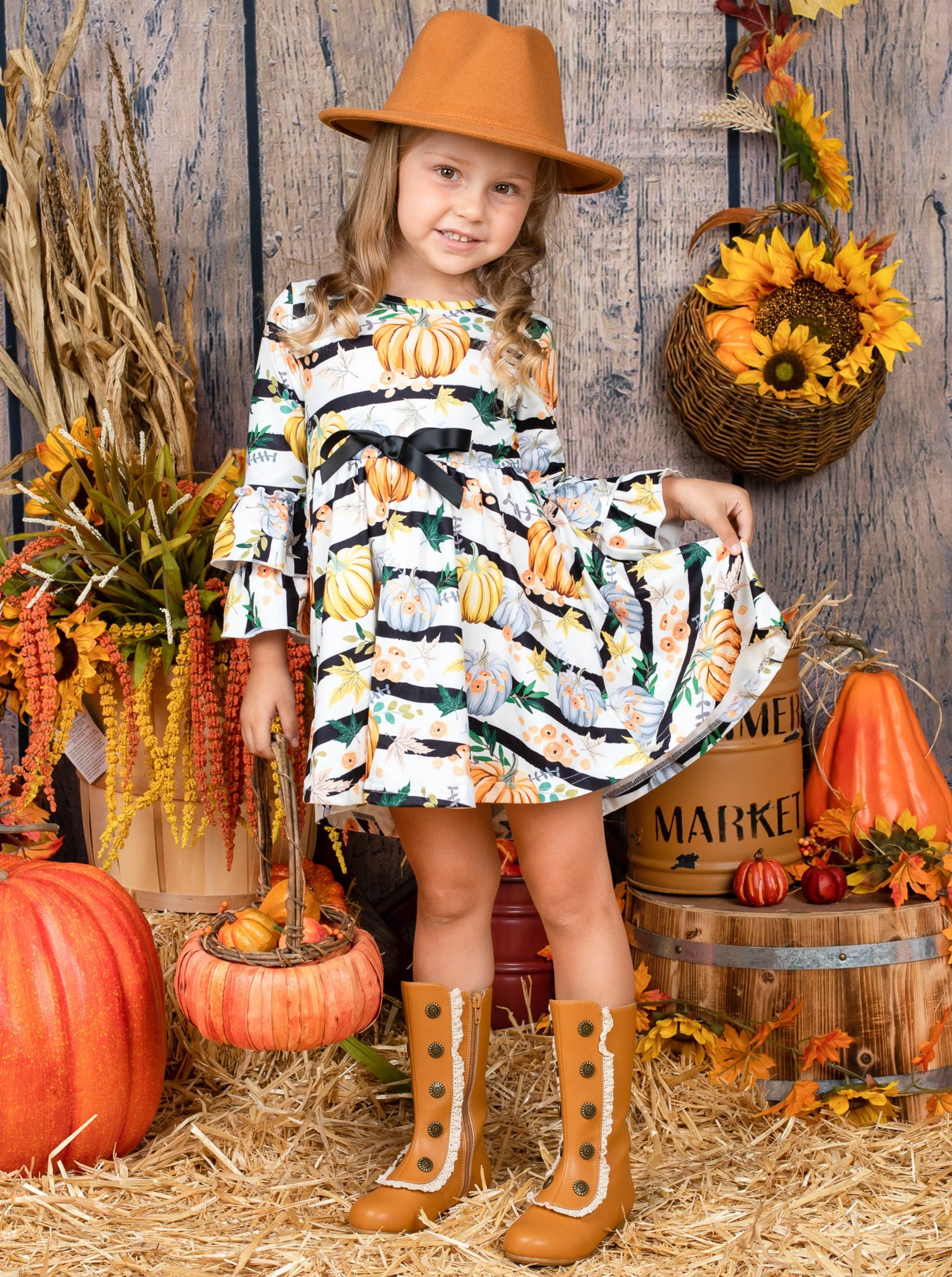 Chic Pumpkin Striped Hi-Lo Dress - Image 4