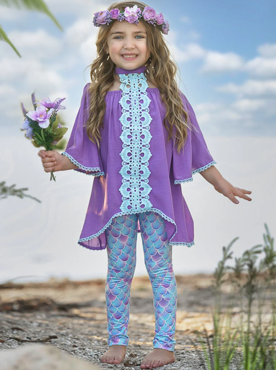 Mermaid Awakening Lace and Scales Legging Set - Image 4