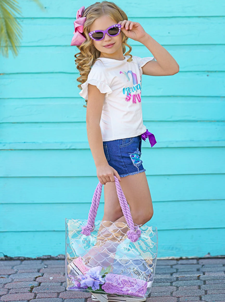 Mermaid Squad Patched Denim Shorts Set - Image 5