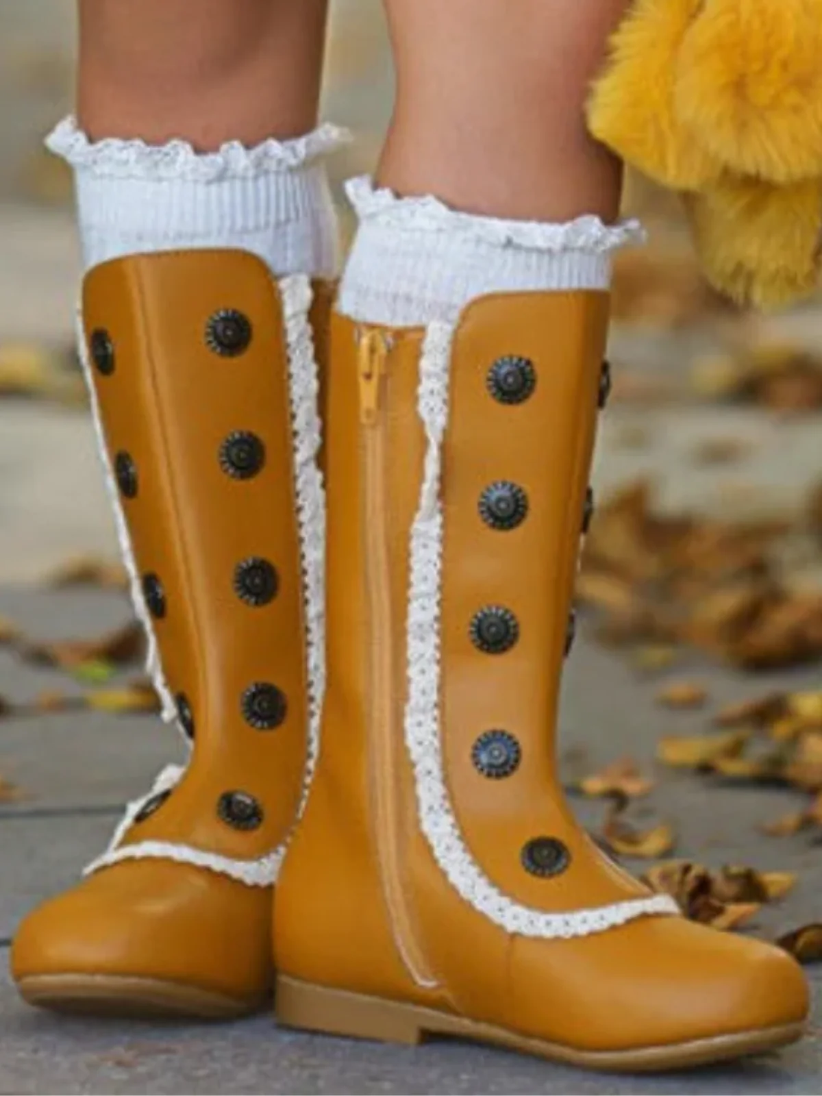 Military Style Lace Ruffle Trimmed Boots By Liv and Mia - Image 3