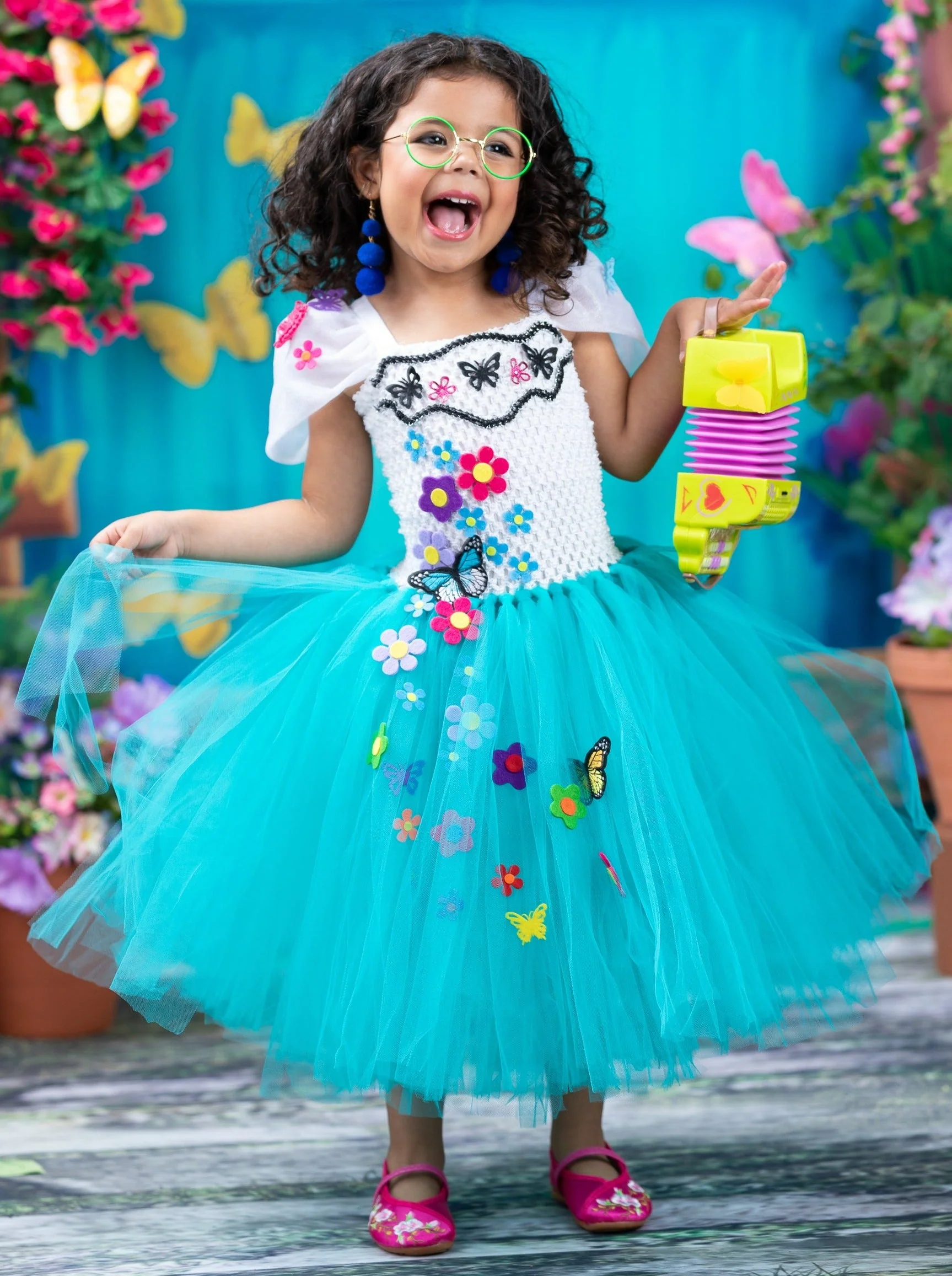 Girls Mirabel Floral Tutu Costume Dress with Bag - Image 3