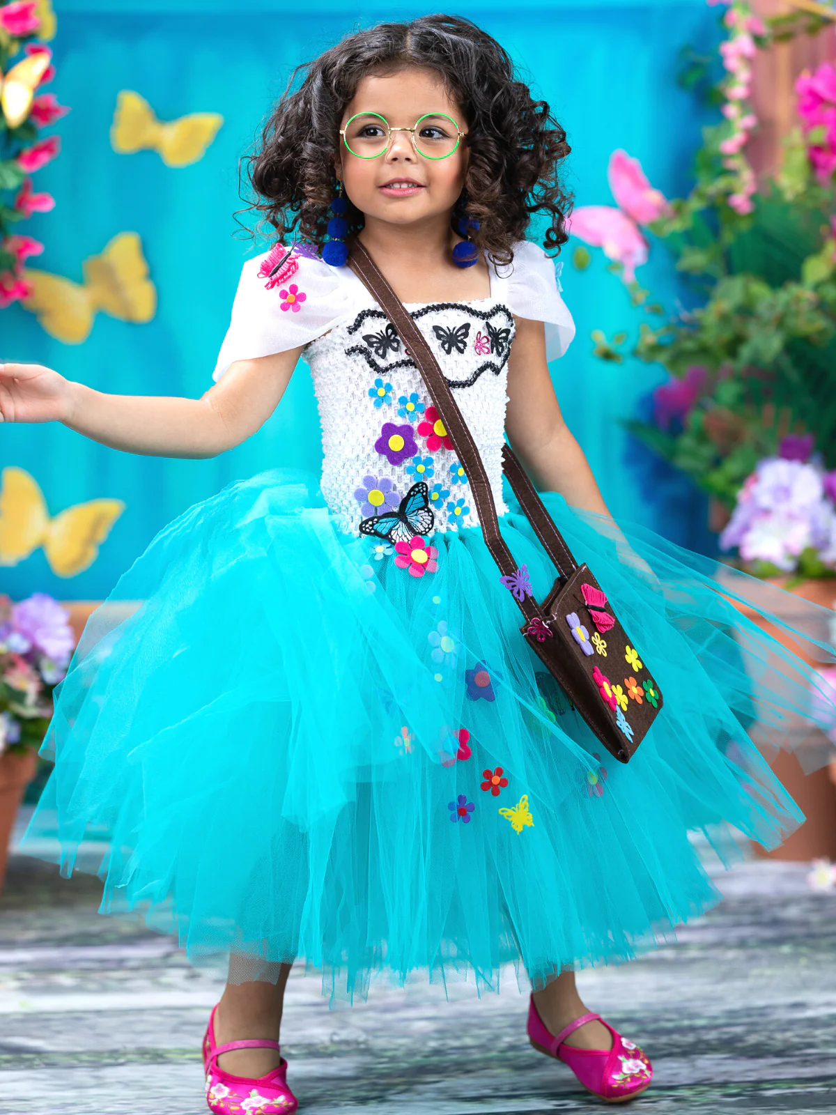 Girls Mirabel Floral Tutu Costume Dress with Bag - Image 4