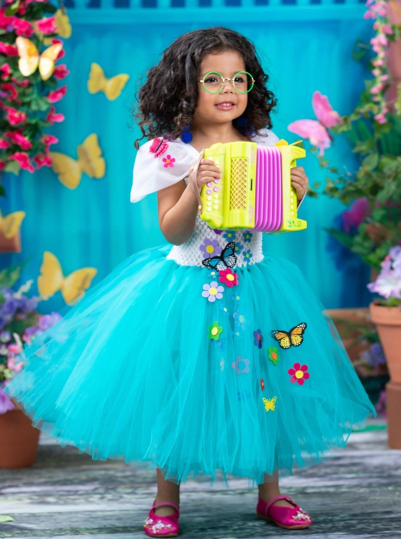 Girls Mirabel Floral Tutu Costume Dress with Bag - Image 5