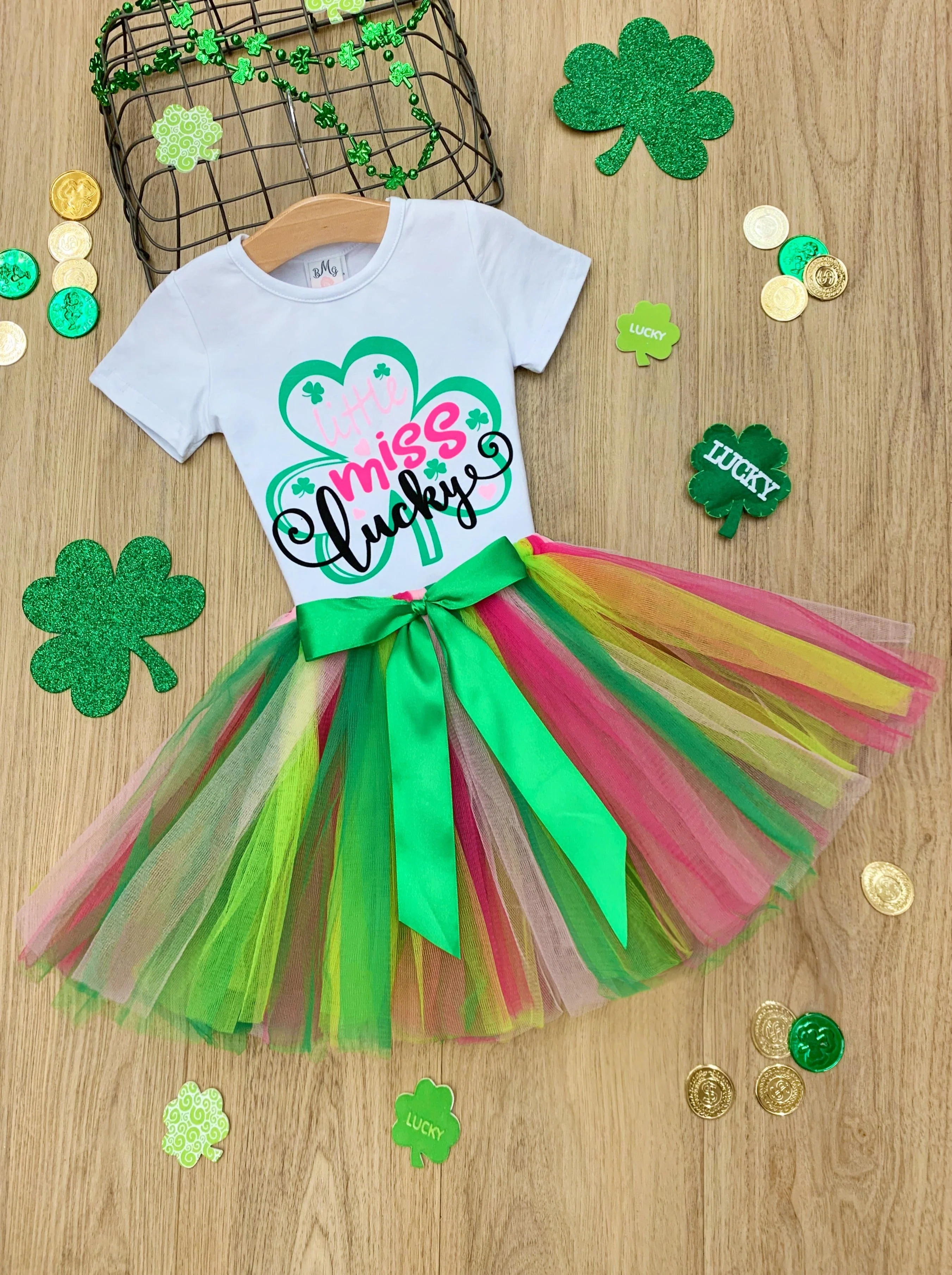 Little Miss Lucky Tutu Bow Skirt Set - Image 6