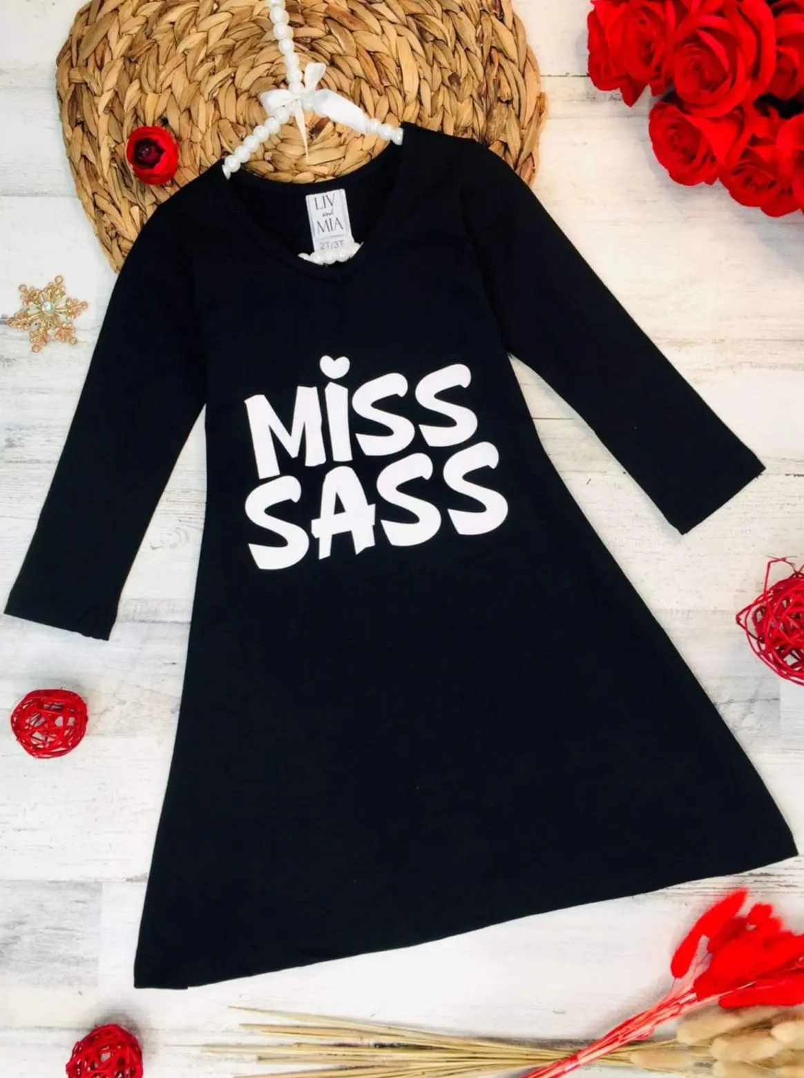 Miss Sass Long Sleeve V-Neck Dress - Image 2