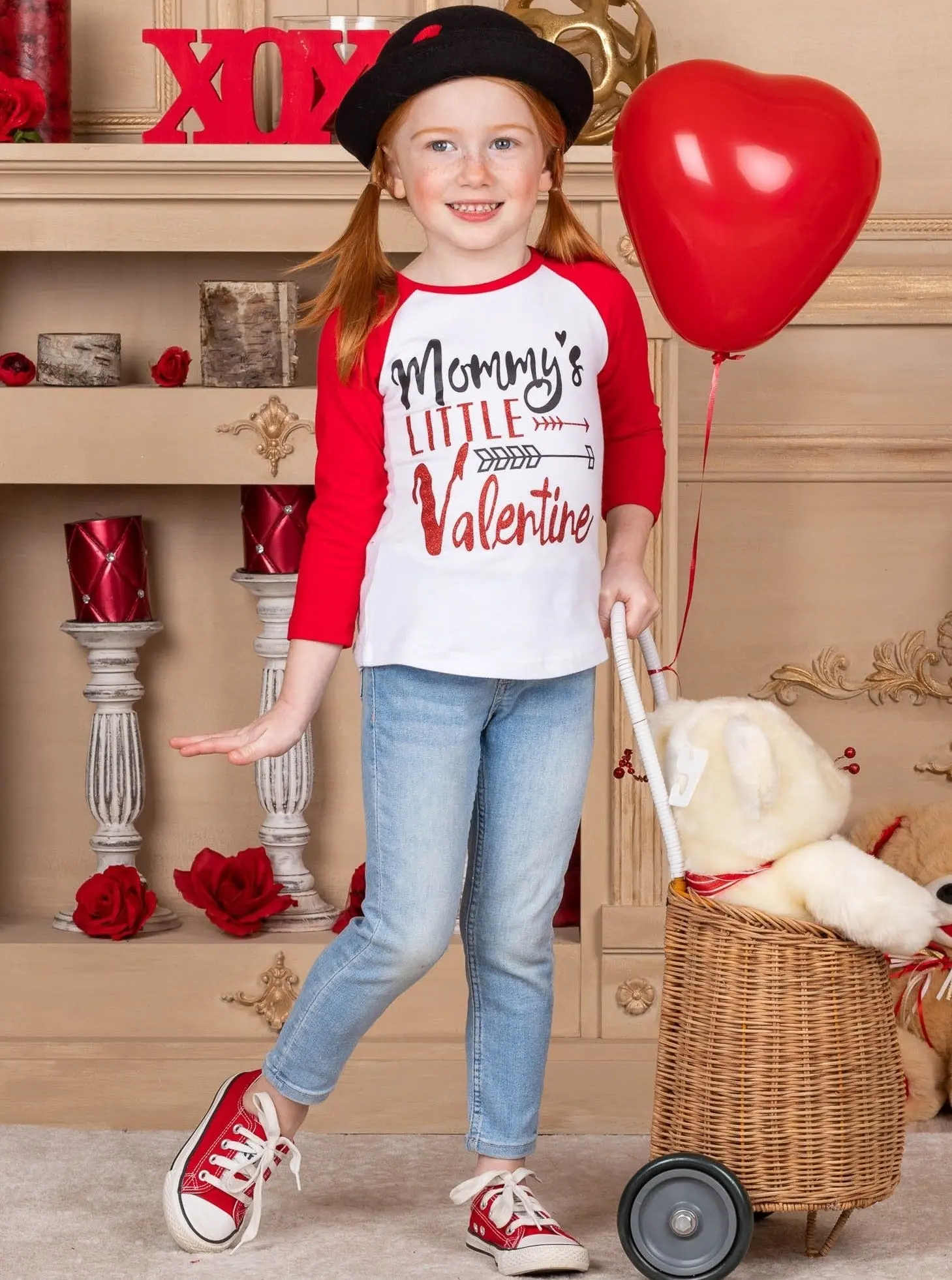 Mommy's Little Valentine Raglan Sleeve Top - Image 2