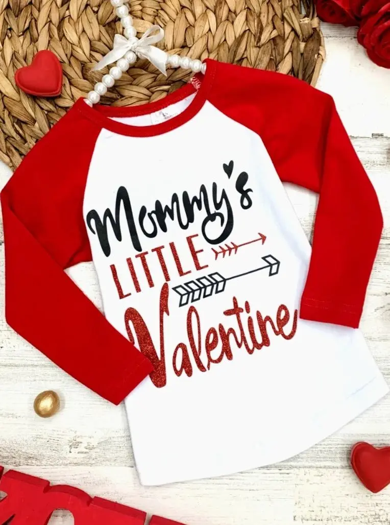 Mommy's Little Valentine Raglan Sleeve Top - Image 3