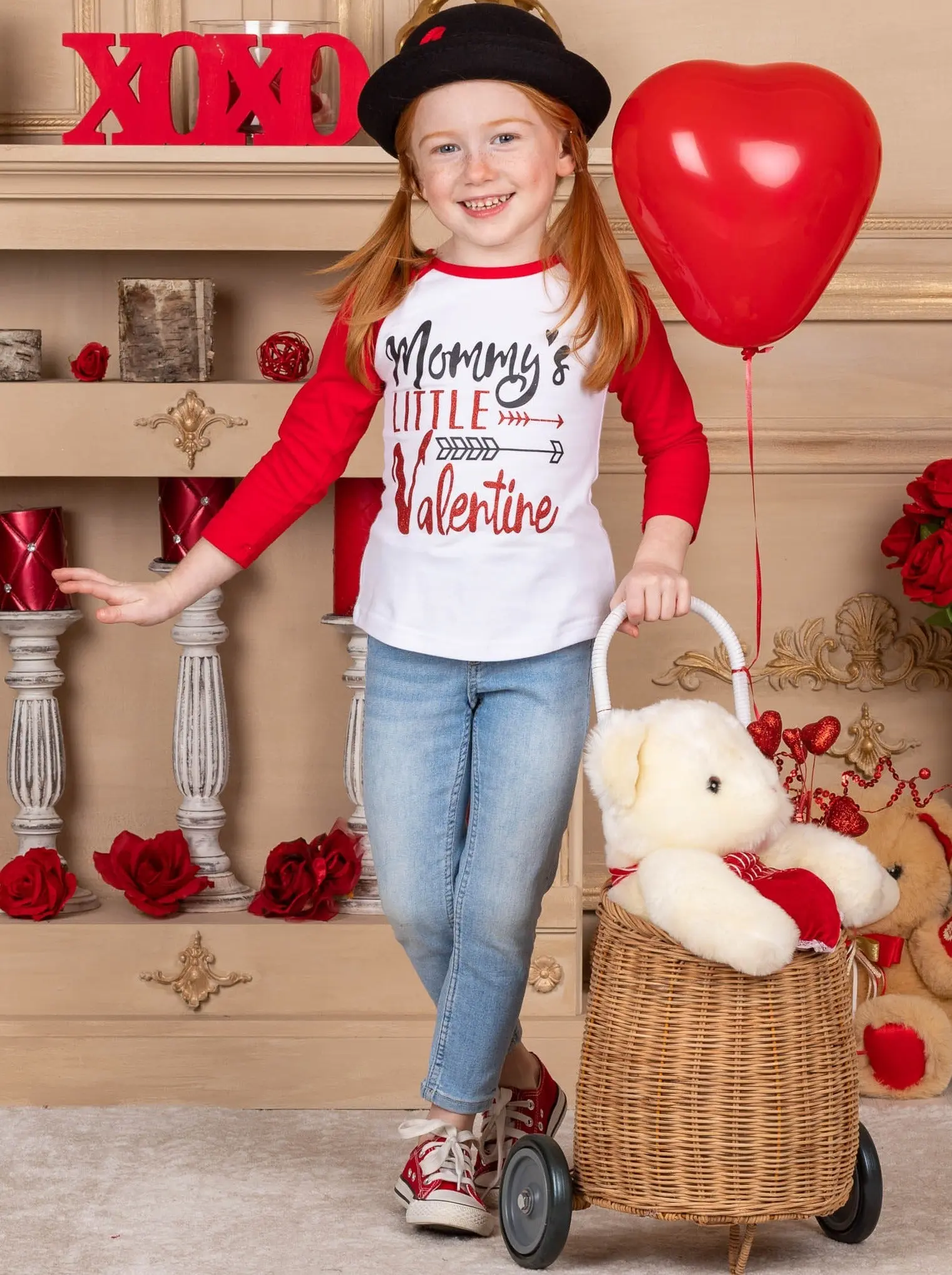Mommy's Little Valentine Raglan Sleeve Top - Image 4